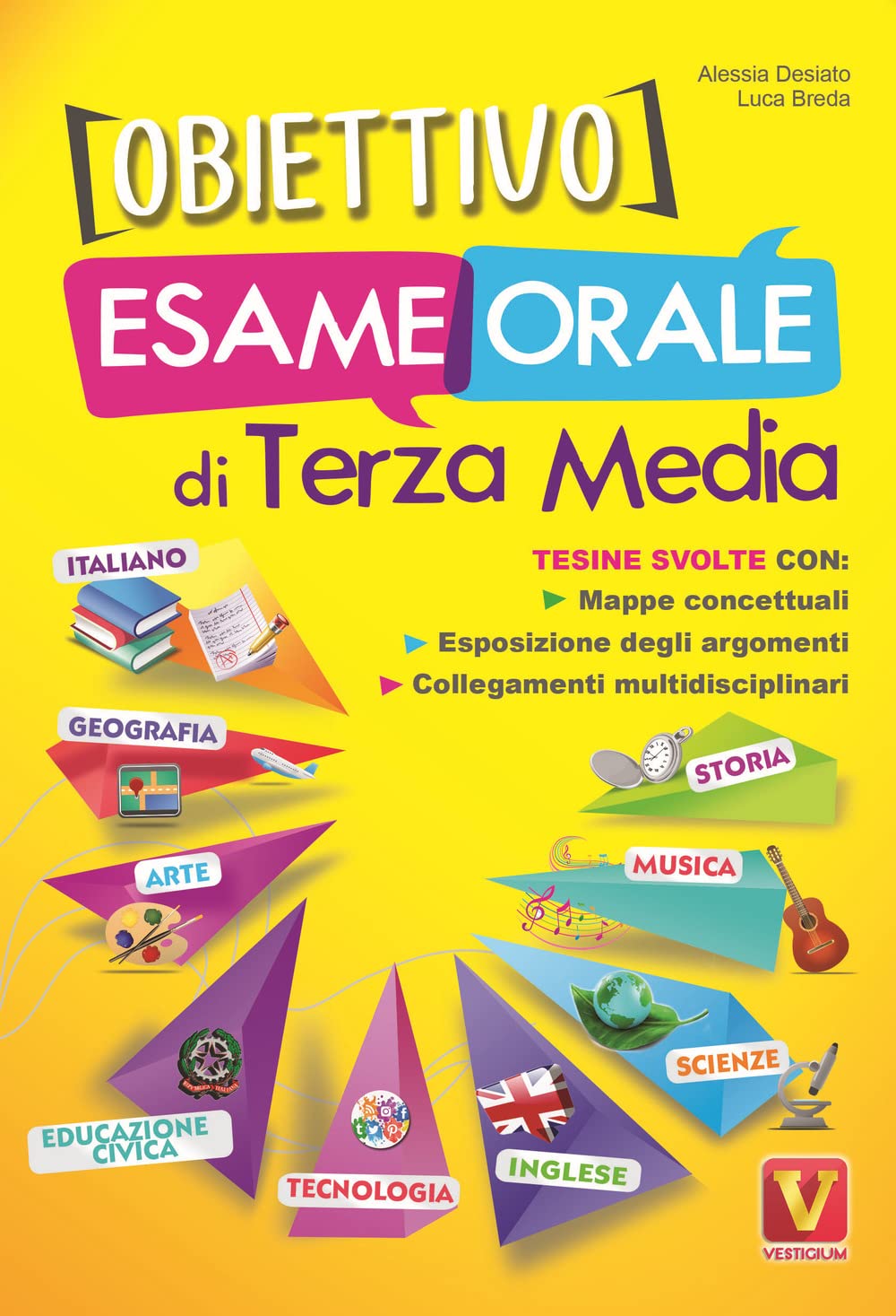 Obiettivo esame orale di terza media. Tesine svolte con mappe concettuali, esposizione degli argomenti, collegamenti multidisciplinari book