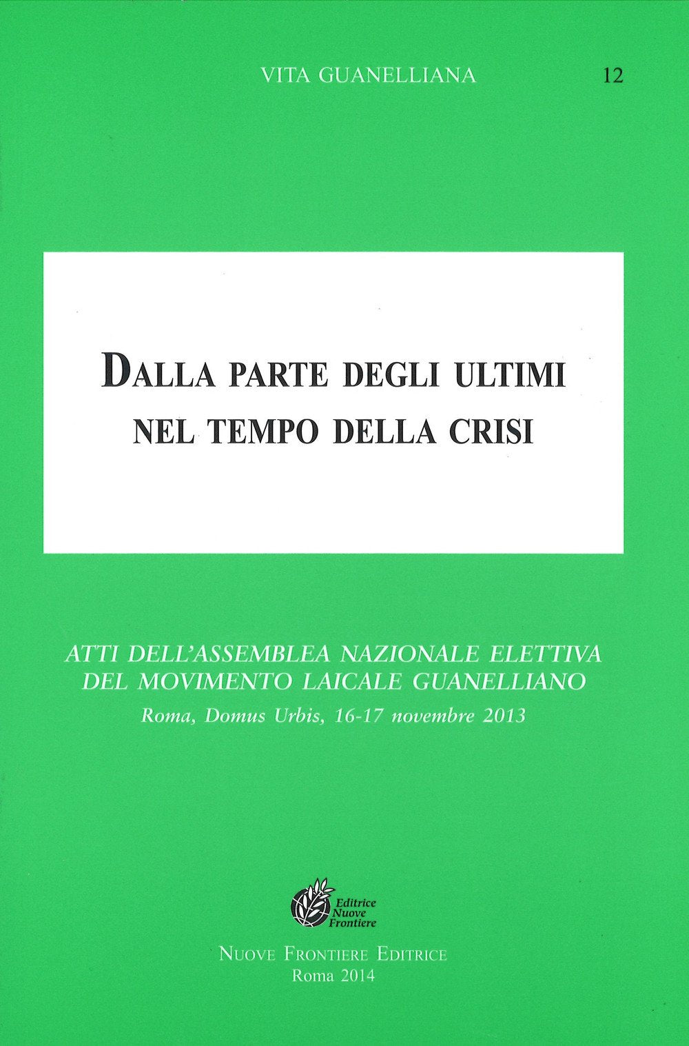 Dalla parte degli ultimi nel tempo della crisi. Atti dell'Assemblea Nazionale Elettiva del Movimento Laicale Guanelliano (Roma, 16-17 novembre 2013) (Vita guanelliana) Books