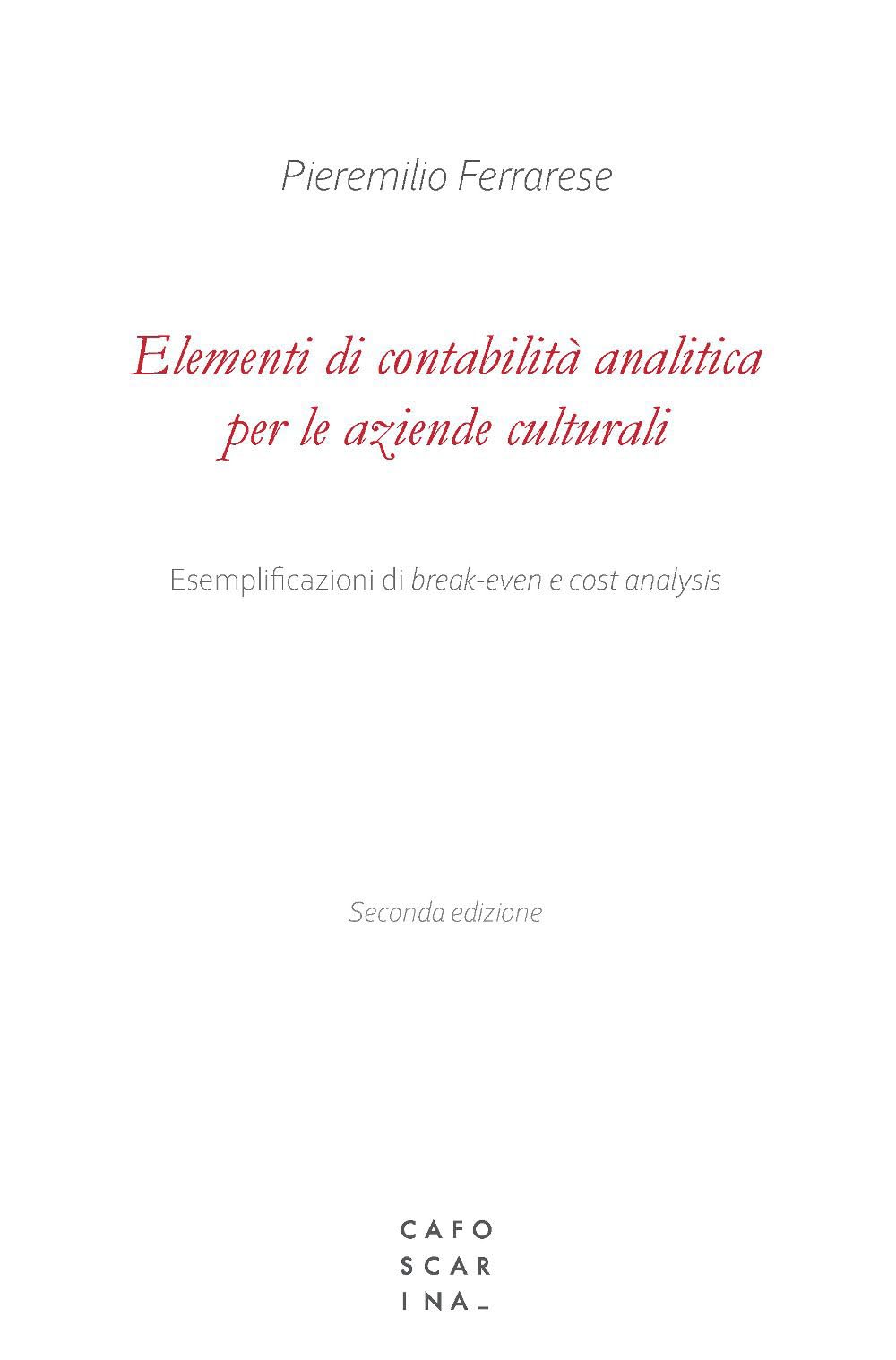 Elementi di contabilità analitica per le aziende culturali book
