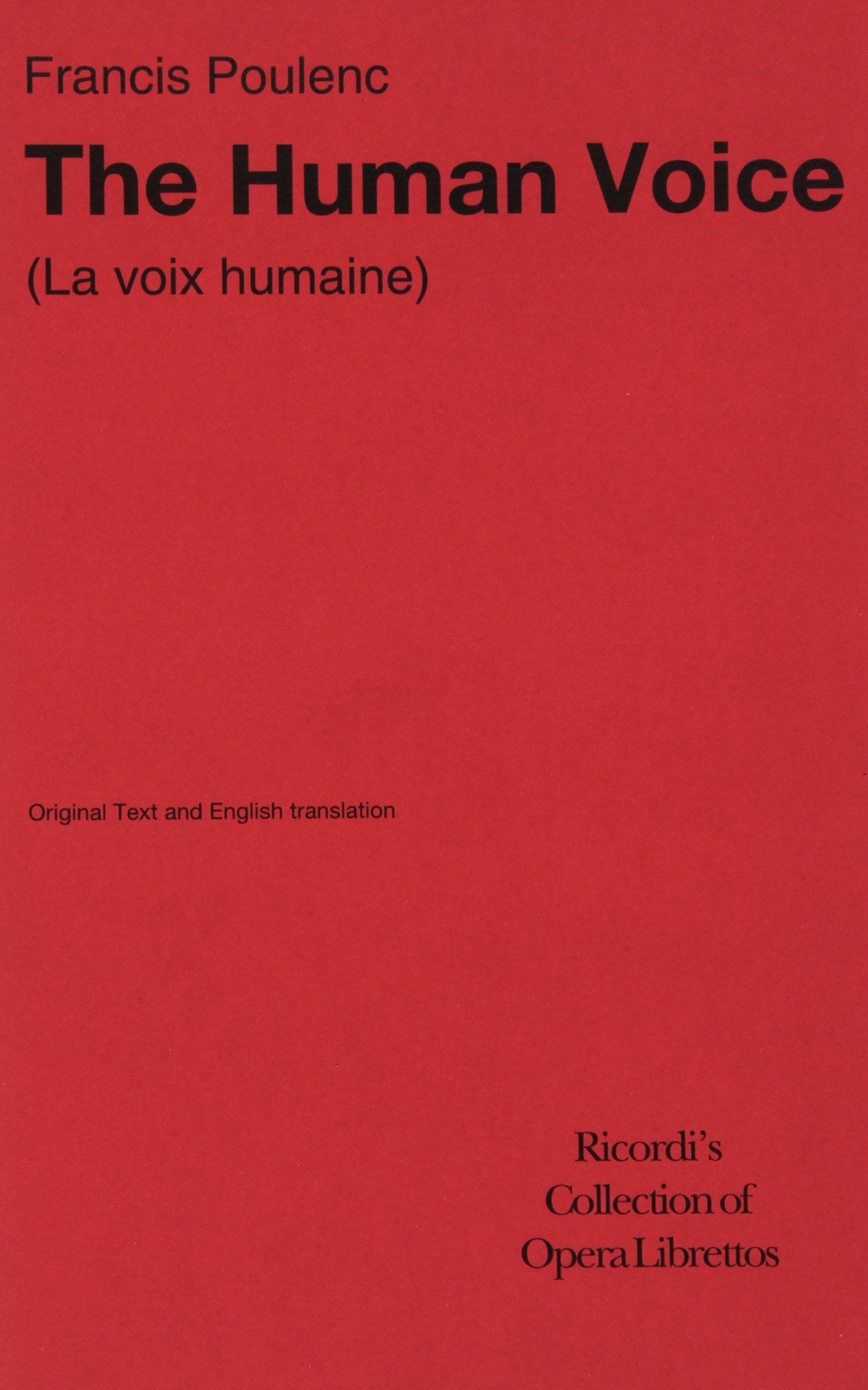 The Human Voice: Libretto - Testo Inglese (OPERA) Other products