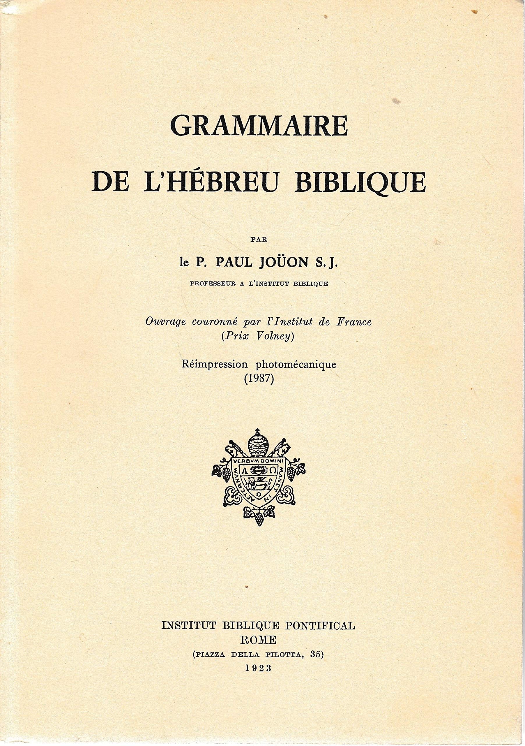 Grammaire de l'Hebreu Biblique (Fuori Collana Pib) Social Sciences