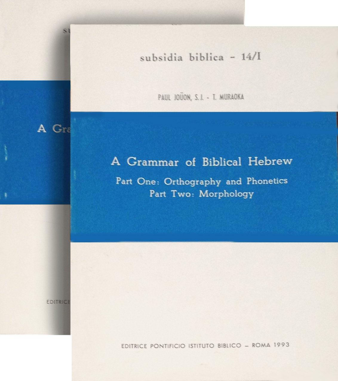 A Grammar of Biblical Hebrew: Orthography and Phonetics : Morphology : Syntax (Subsidia Biblica, 14/1-14/2) Social Sciences