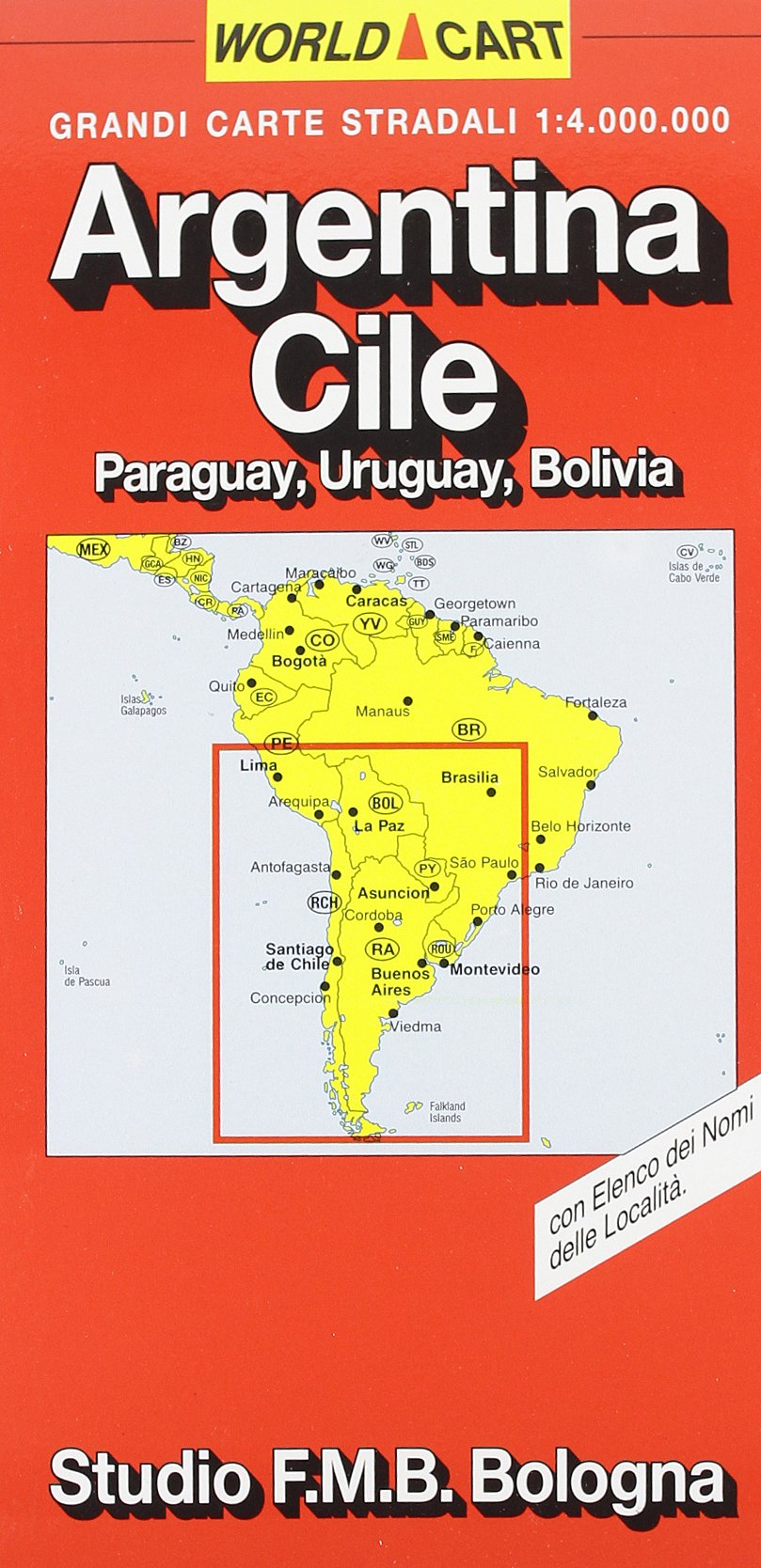 Argentina. Cile. Paraguay. Uruguay. Bolivia 1:4.000.000 book