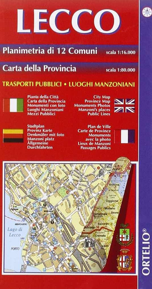 Lecco. Calolziocorte. Planimetria di 12 comuni 1:16.000. Carta della provincia 1:80.000. Itinerari turistici book