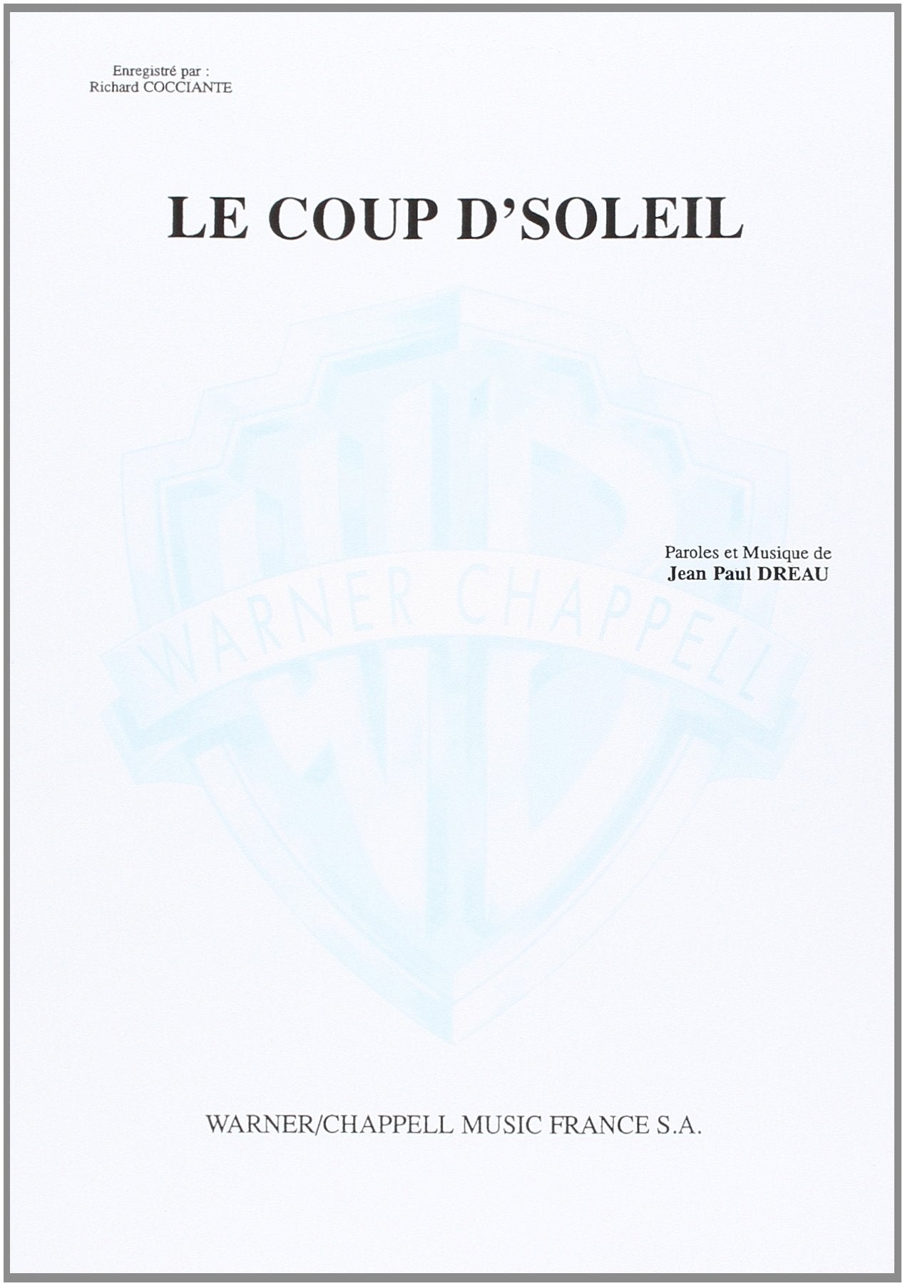 Le coup d'soleil. Spartito Sheet Music