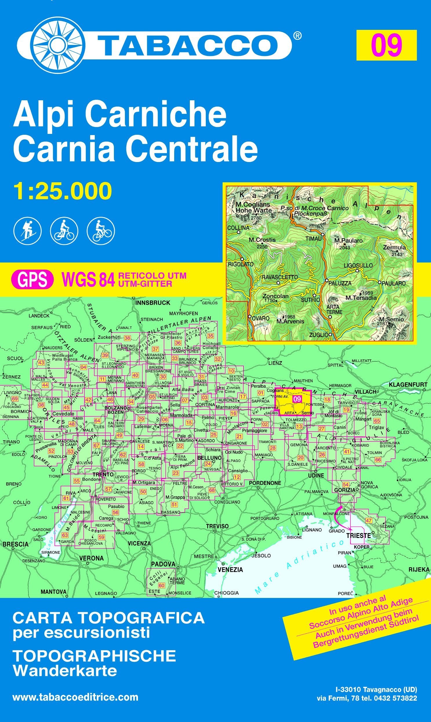Tabacco Wandern 1 : 25 000 Alpi Carniche Carnia Centrale Leisure, Home & Garden