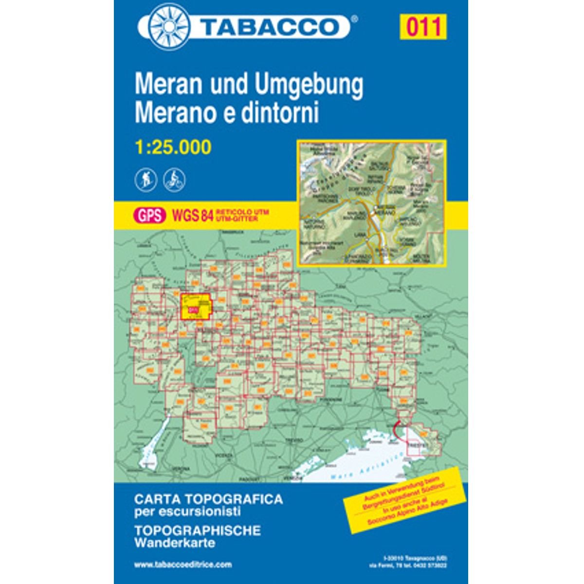 Meran und Umgebung: Wanderkarte Tabacco 011. 1:25000: GPS. UTM-Gitter (Carte topografiche per escursionisti, Band 11) Leisure, Home & Garden