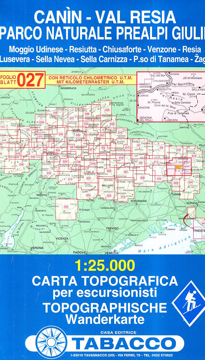 Canin, Val Resia, Parco Naturale Prealpi Giulie: Wanderkarte Tabacco 027. 1:25000 (Carte topografiche per escursionisti, Band 27) Leisure, Home & Garden