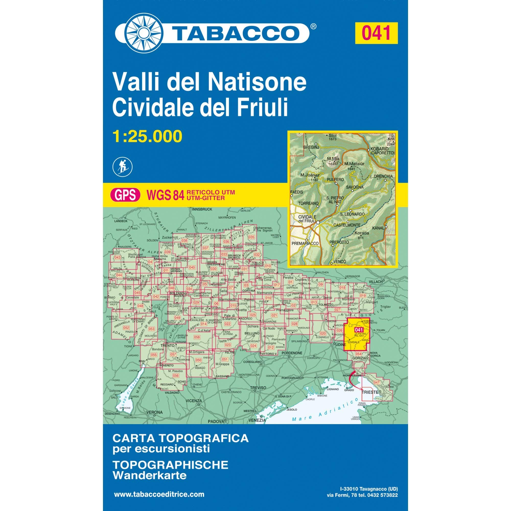 Valli del Natisone, Cividale del Friuli: Wanderkarte Tabacco 041. 1:25000: Mit UTM-Gitter GPS (Carte topografiche per escursionisti, Band 41) Leisure, Home & Garden
