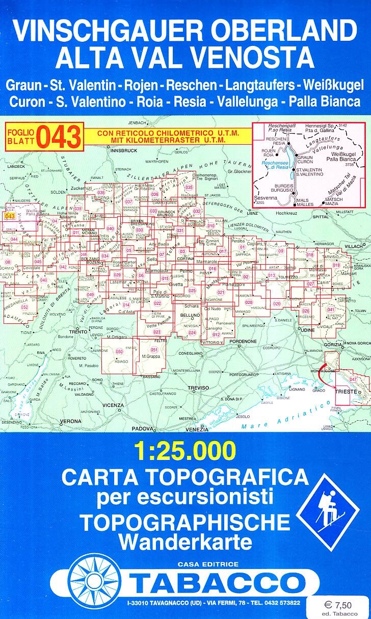 Tabacco Wandern 1 : 25 000 Alta val Venosta-Vinschgauer Oberland Leisure, Home & Garden