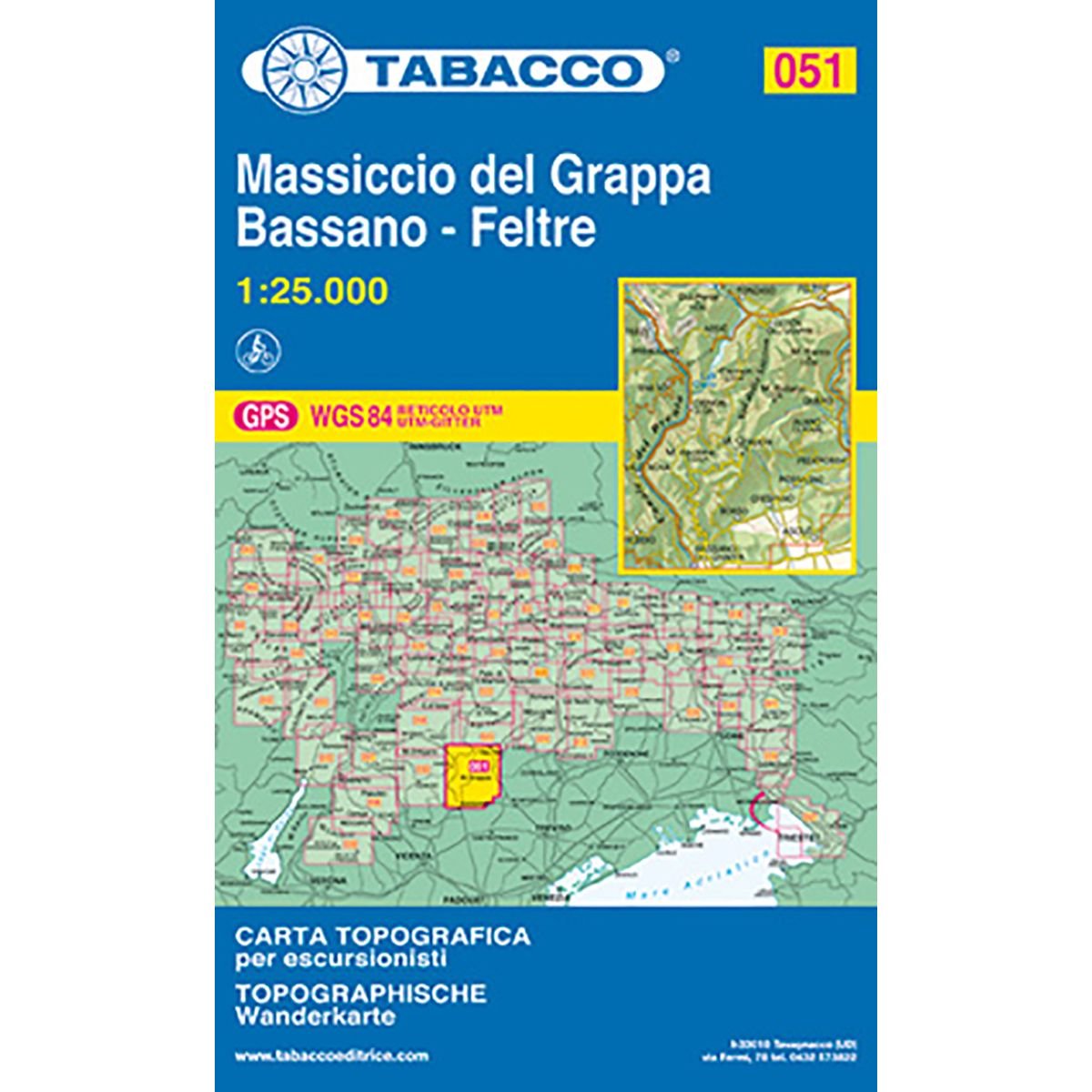 Monte Grappa, Bassano, Feltre: Wanderkarte Tabacco 051. 1:25000 (Carte topografiche per escursionisti, Band 51) Leisure, Home & Garden