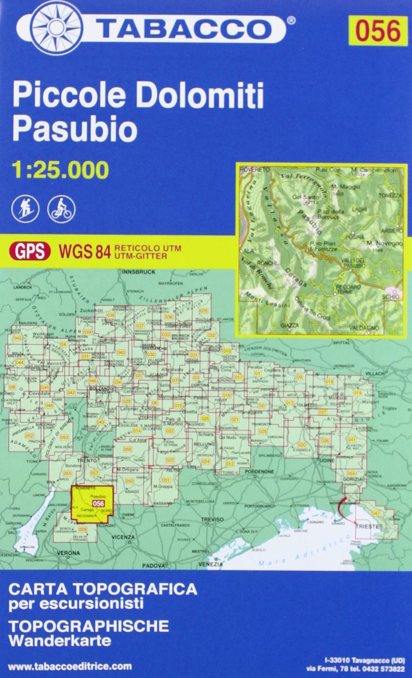 Tabacco topographische Wanderkarte Piccole Dolomiti, Pasubio: GPS. UTM-Gitter (Carte topografiche per escursionisti, Band 56) Leisure, Home & Garden