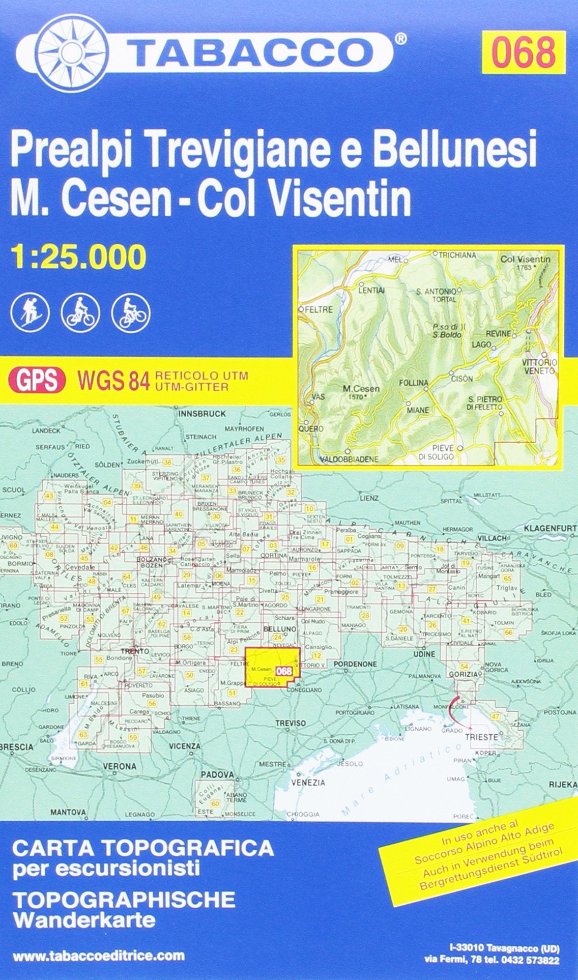 Prealpi Trevigiane e Bellunesi. Cesen. Visentin 1:25.000 Leisure, Home & Garden