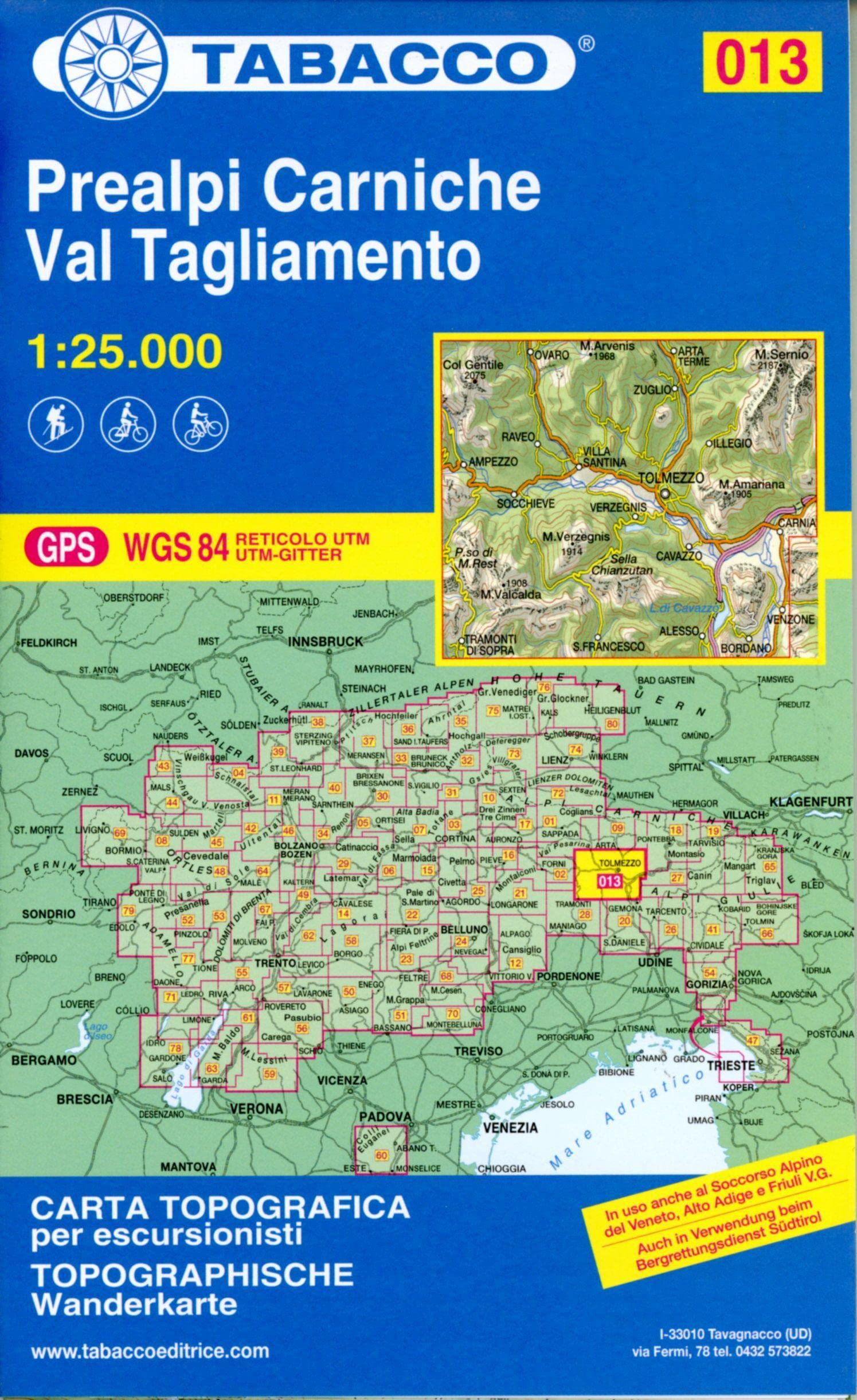 Tabacco Wandern 1 : 25 000 Prealpi Carniche / Val Tagliamento (Carte topografiche per escursionisti, Band 13) Leisure, Home & Garden