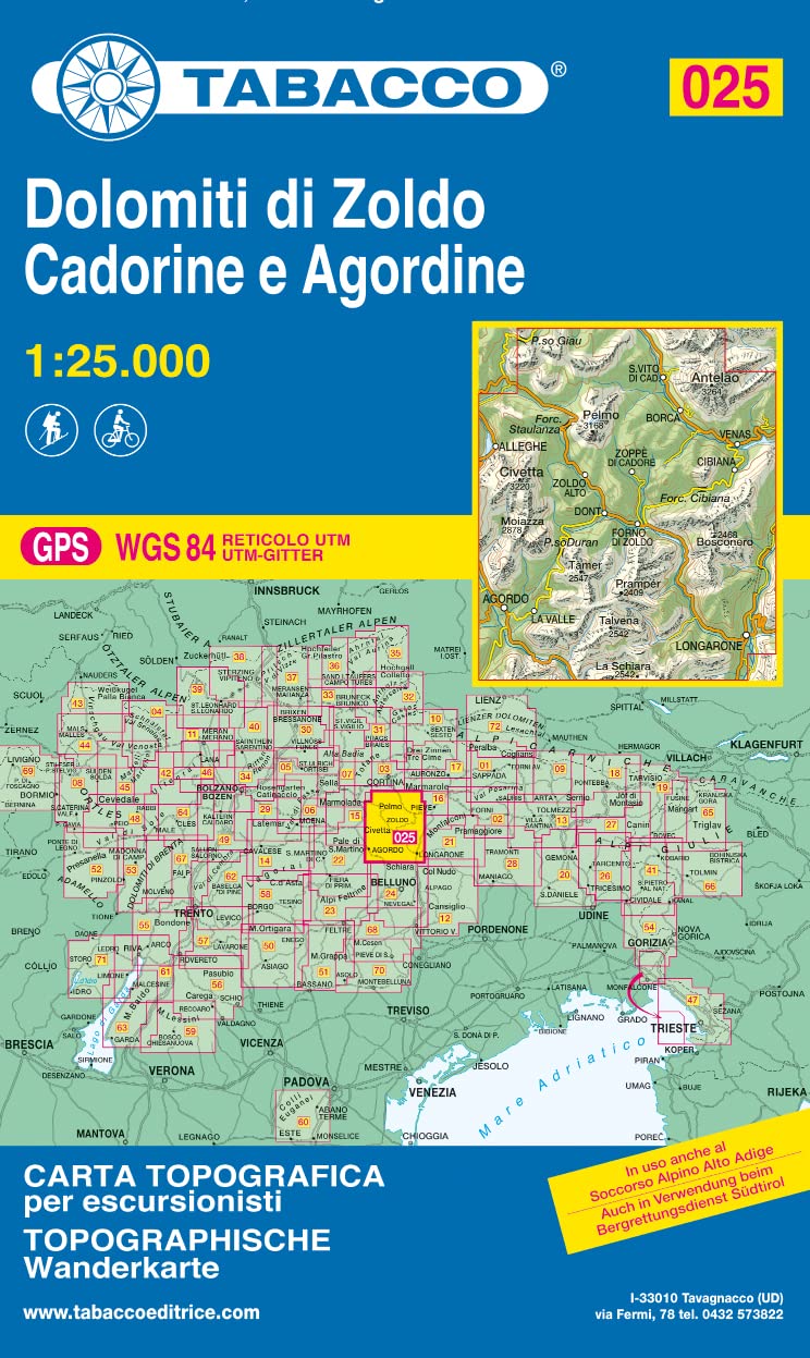 25 Dolomiti Zoldo Cadorine e Agordine: 1:25000 (Carte topografiche per escursionisti, Band 25) Leisure, Home & Garden