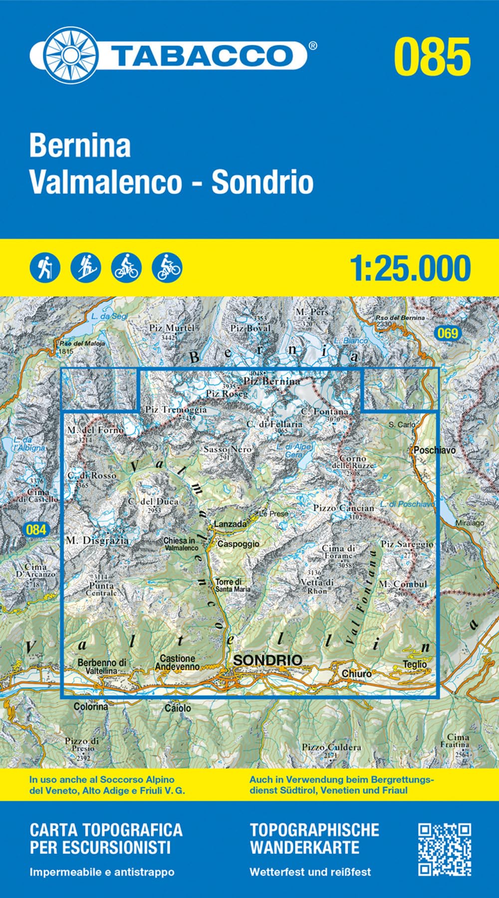 85 Bernina Valmalenco Sondrio: Tabacco Wanderkarte 1:25000 (Carte topografiche per escursionisti, Band 85) Leisure, Home & Garden