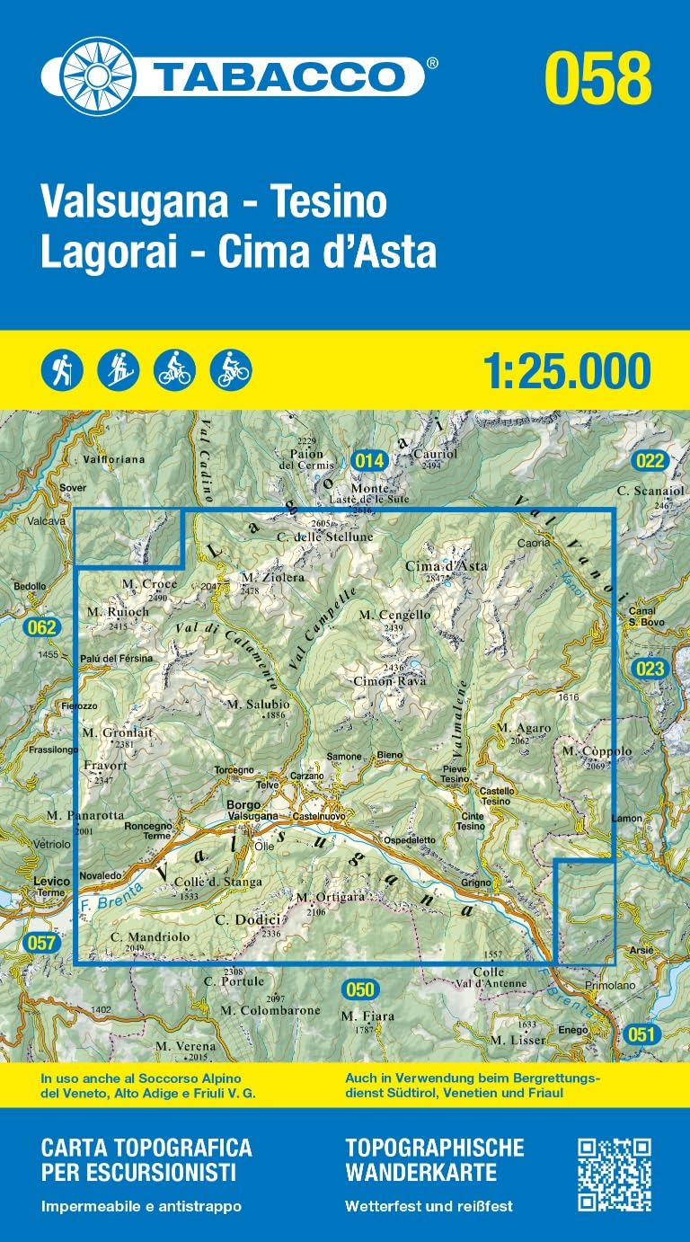 58 Valsugana - Tesino Lagorai-Cima d'Asto: Tabacco Wanderkarte 1:25000 (Carte topografiche per escursionisti, Band 58) Leisure, Home & Garden