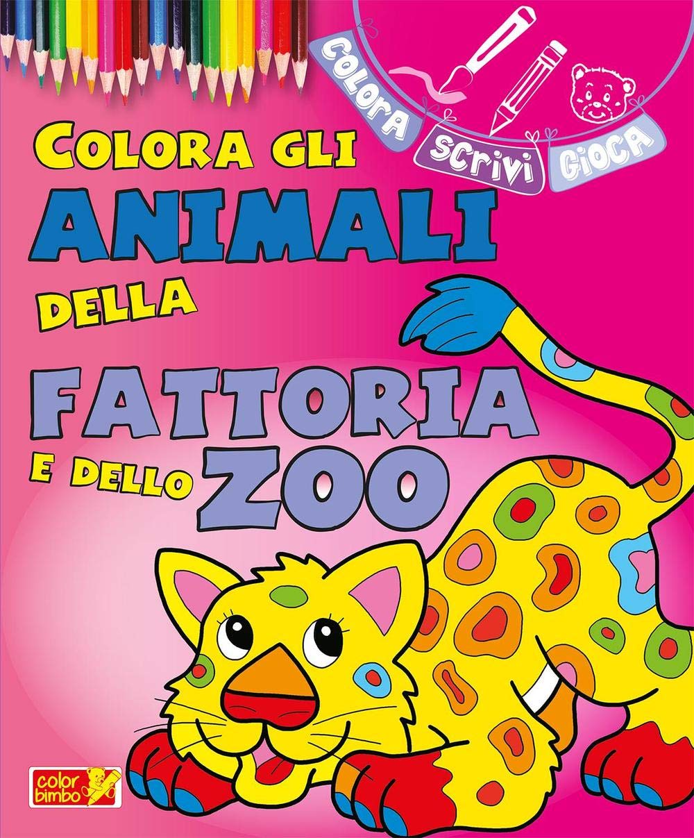 Colora gli animali della fattoria e dello zoo. Ediz. illustrata (Colora e attacca) Non-fiction
