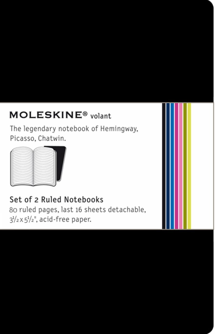 Moleskine Carnet Volant ligné Format de poche Set de 2 pièces Noir Couverture souple 9 x 14 cm book