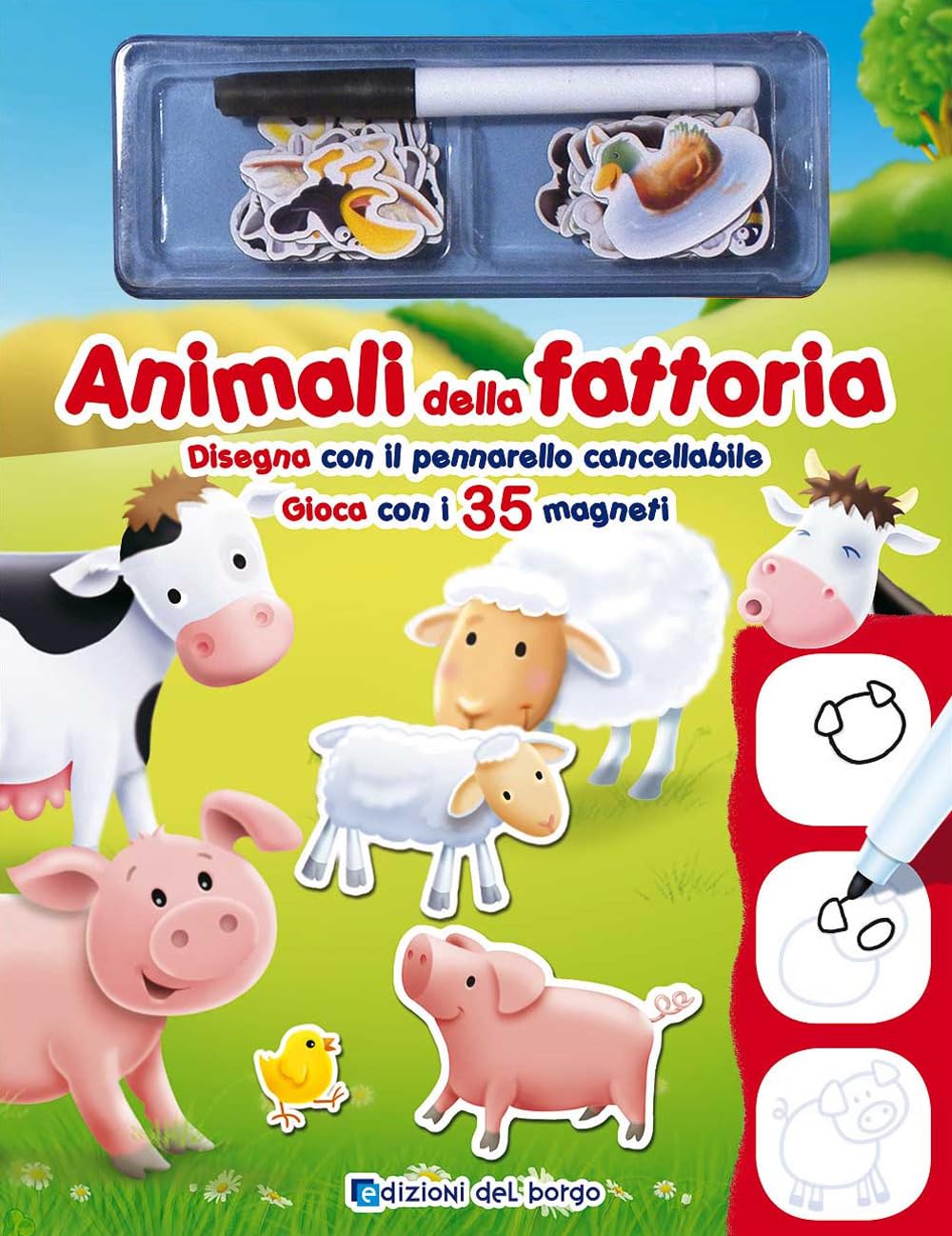 Animali della fattoria. Disegna con il pennarello cancellabile. Gioca con i 35 magneti. Ediz. a colori. Con gadget book