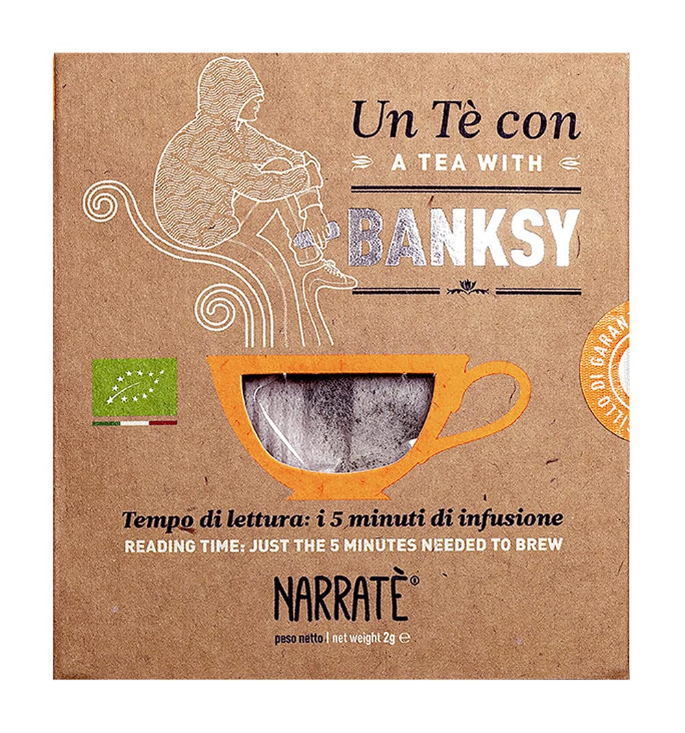 Un tè con Banksy. A tea with Banksy. Con Filtro di tè blu con blend ispirato a Banksy book