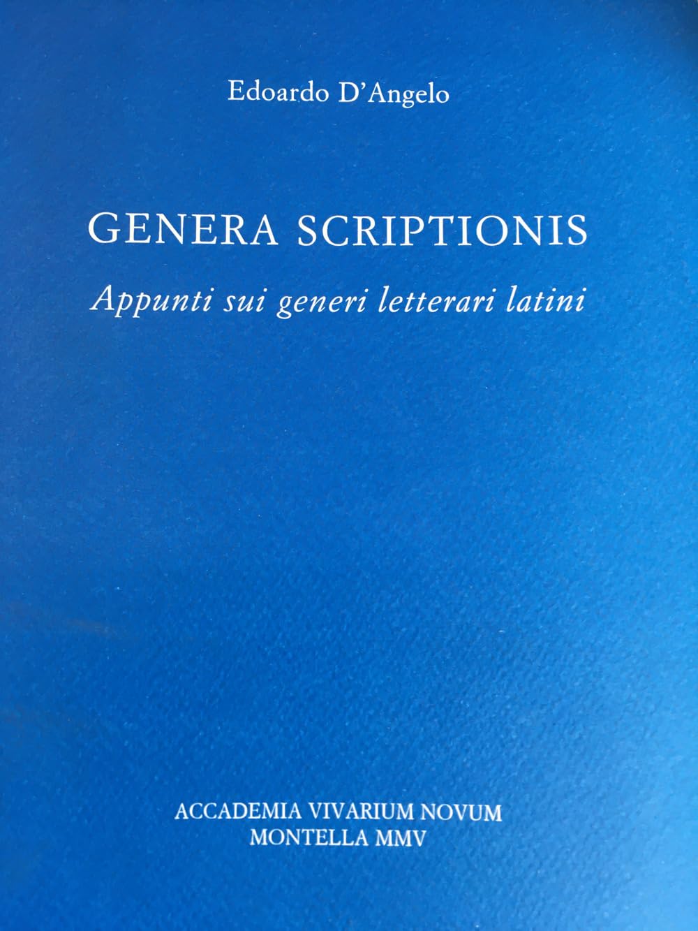 Genera scriptionis. Appunti sui generi letterari latini book