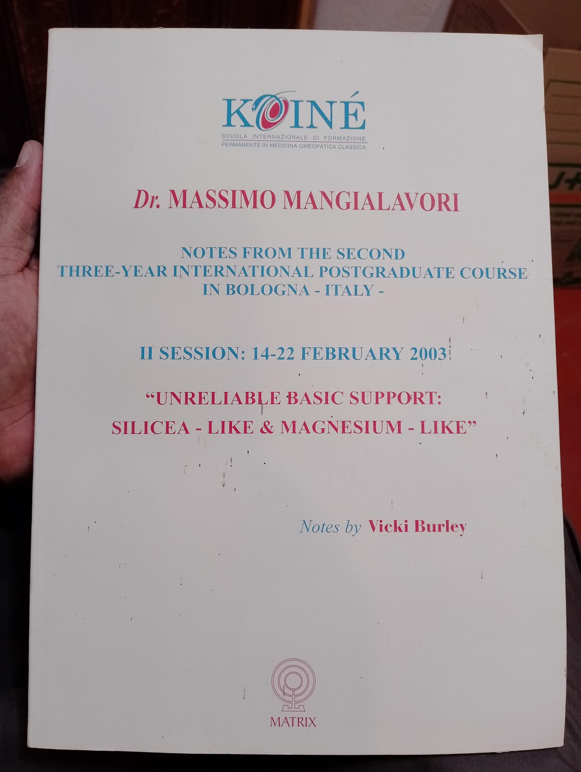 Remaining in a safe environment: the sea remedies. Notes from the second three-year International postgraduate course in Bologna. 1/st Session Religion & Esotericism