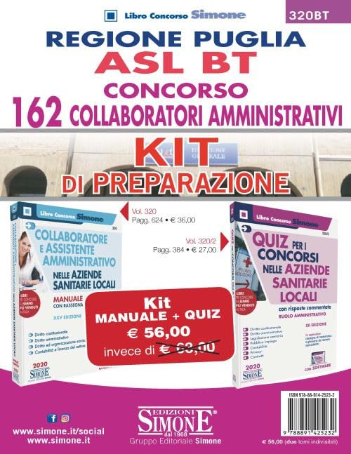 Regione Puglia ASL BT. Concorso 162 collaboratori amministrativi. Kit di preparazione: Manuale completo-Quiz con risposte commentate (Concorsi e abilitazioni) Business, Finance & Career