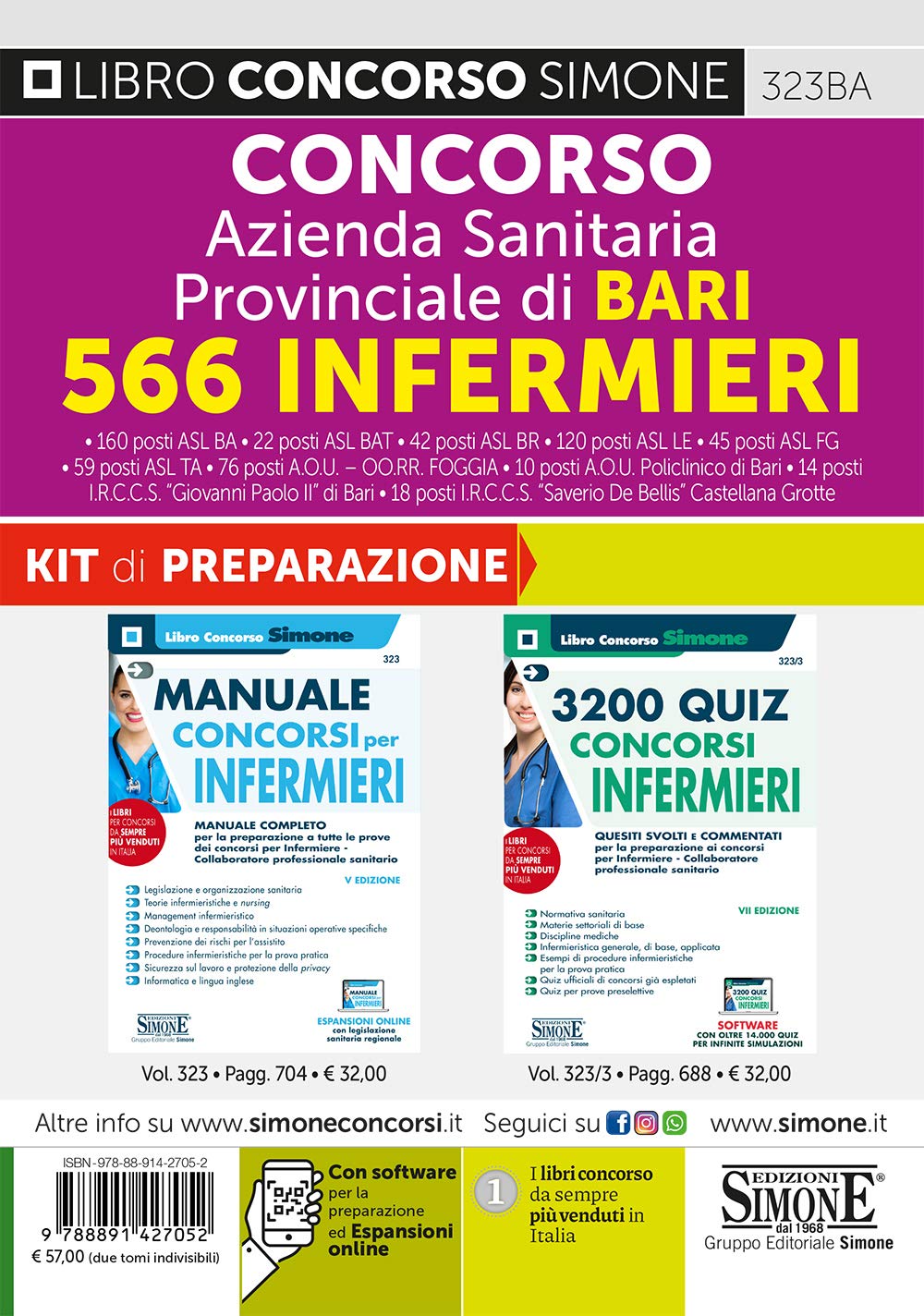 Concorso Azienda Sanitaria Provinciale Di Bari 566 Infermieri. Kit Di Preparazione. Manuale Completo + Quiz Svolti E Commentati. Con Espansione Online Medicine