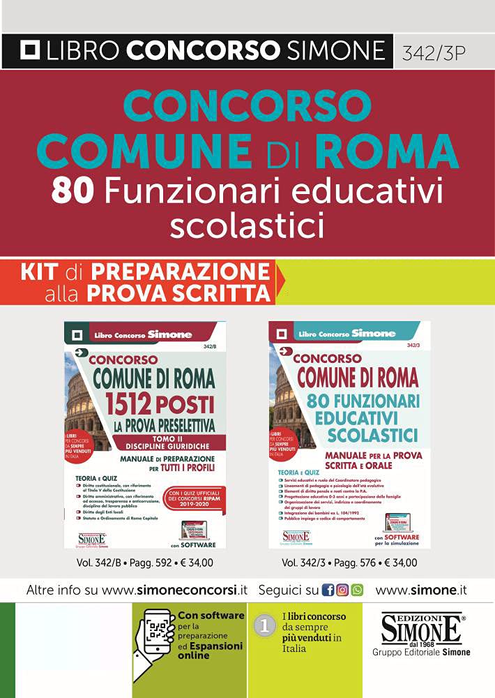 Comune di Roma 80 funzionari educativi scolastici. Kit di preparazione alla prova scritta. Manuali di teoria e Quiz. Con espansione online. Con software di simulazione (Concorsi e abilitazioni) Education & Training