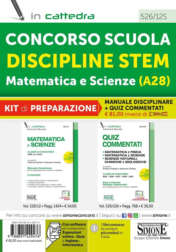 Concorso Scuola Discipline STEM Matematica e Scienze (A28). Kit di preparazione al concorso. Manuale disciplinare + Quiz commentati. Con espansione ... di simulazione (Concorsi nella scuola) Education & Training