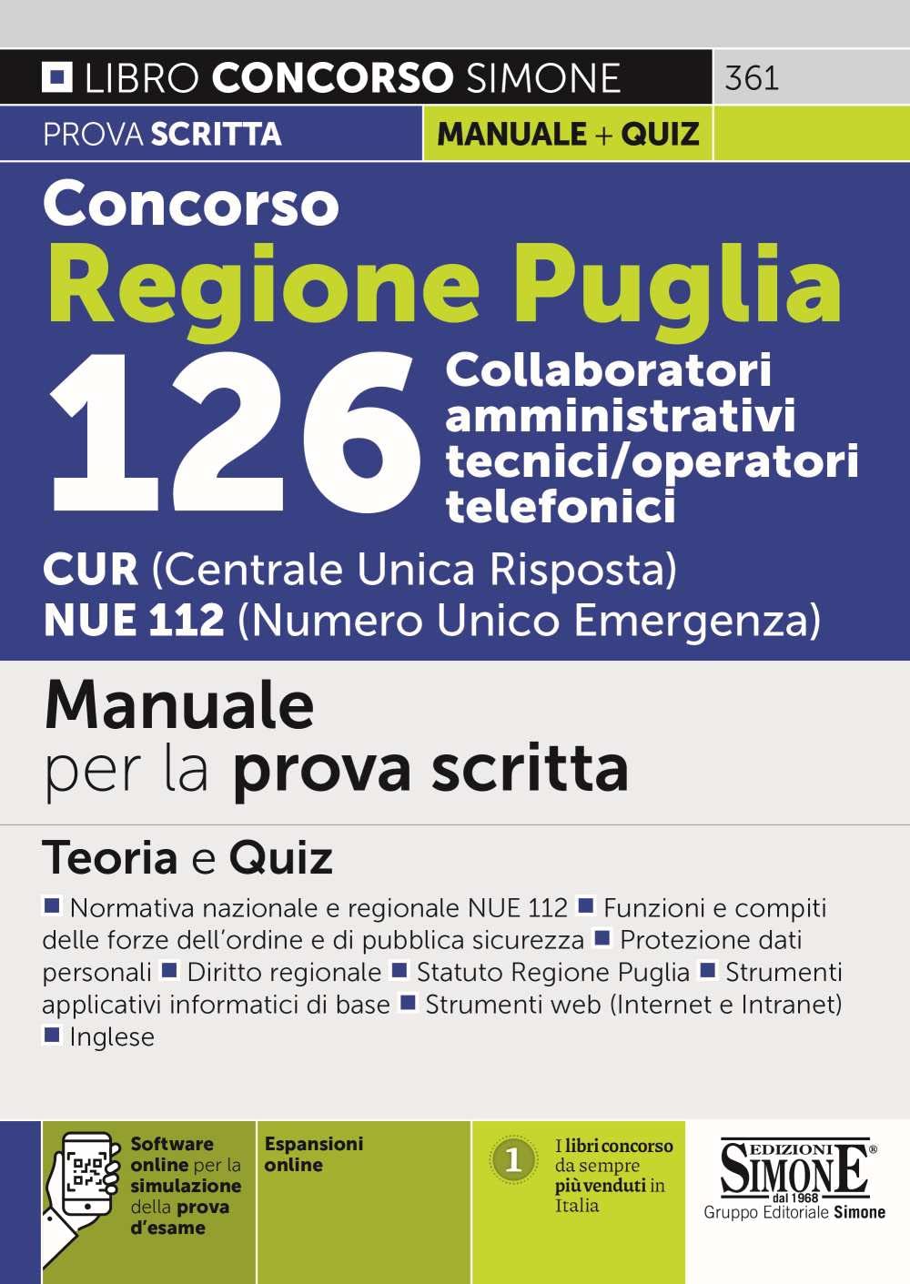 Concorso Regione Puglia 126 Collaboratori Amministrativi tecnici/operatori telefonici CUR (Centrale Unica Risposta) NUE 112 (Numero Unico Emergenza) Business, Finance & Career