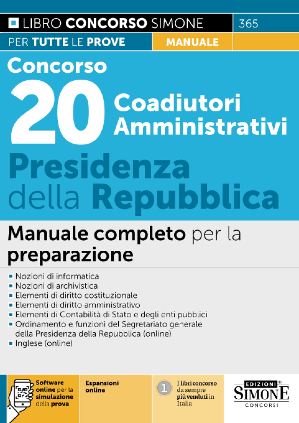 Concorso 20 Coadiutori Amministrativi Presidenza della Repubblica - Manuale completo per la preparazione book