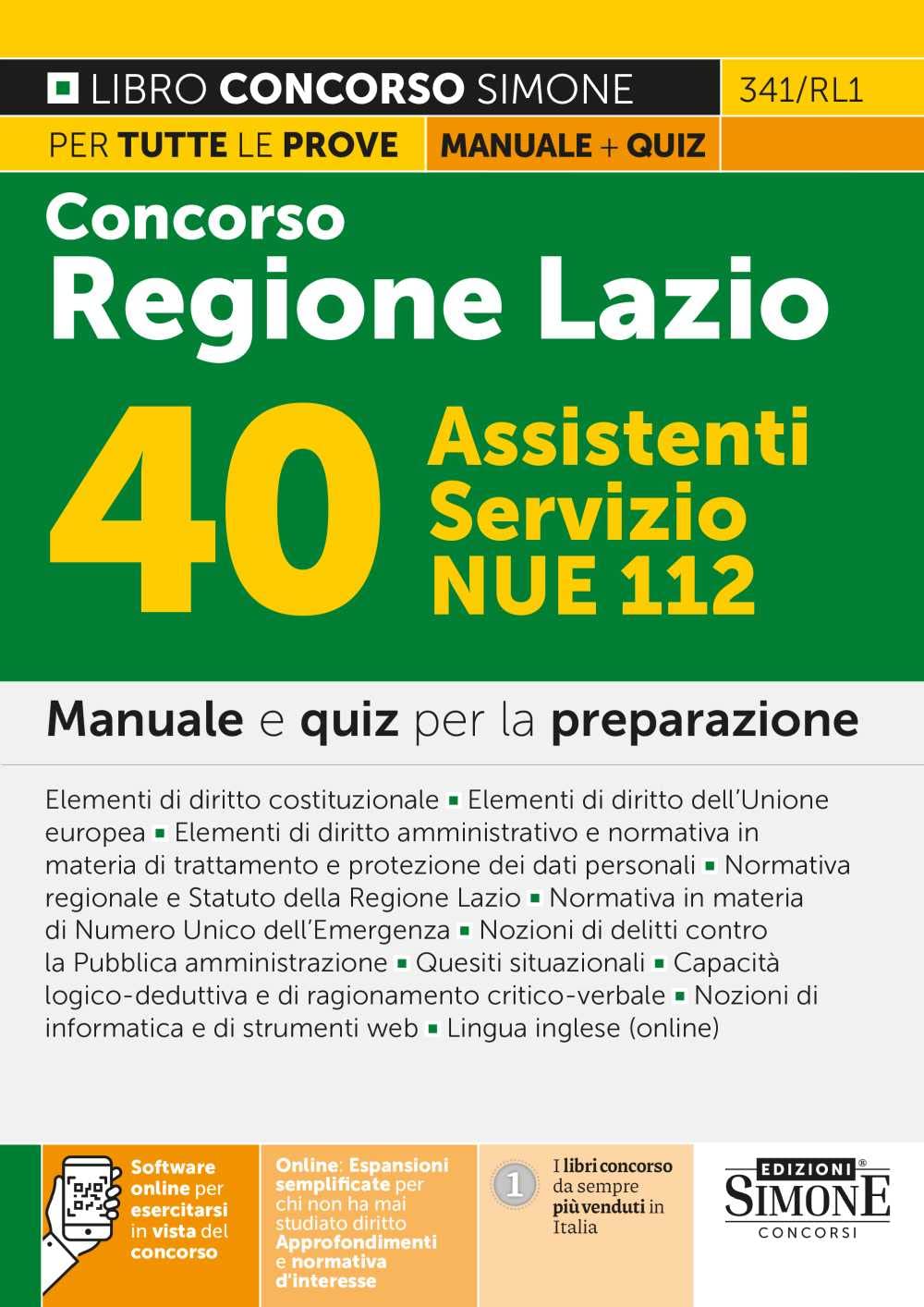 Concorso Regione Lazio 40 Assistenti Servizio NUE 112 – Manuale e quiz per la preparazione book