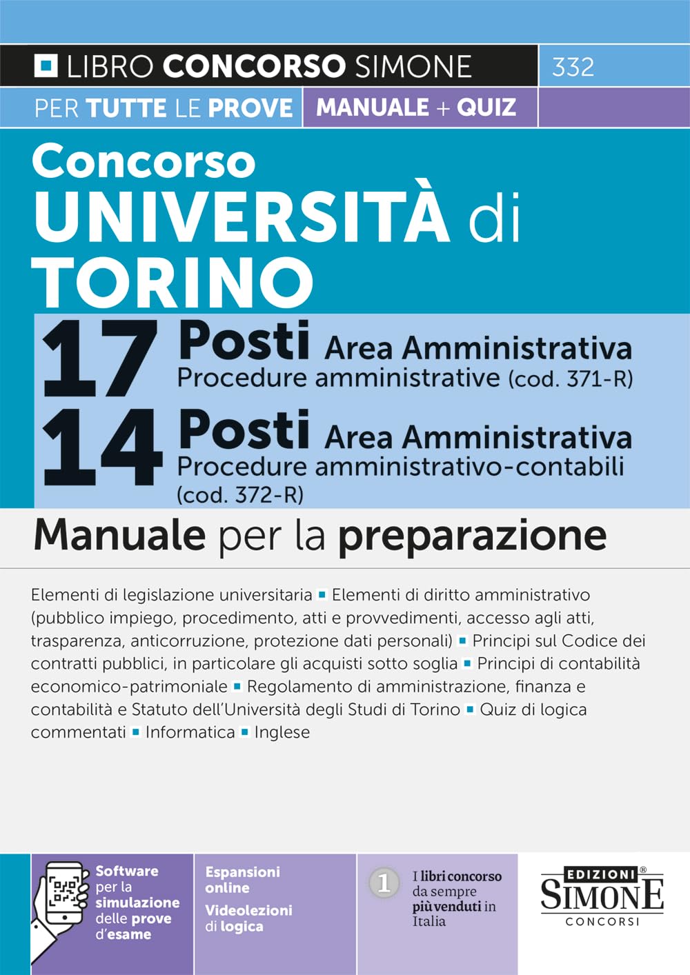 Concorso Università di Torino 17 Posti Area Amministrativa Procedure Amministrative - 14 posti Area Amministrativa Procedure Amministrativo-contabili - Manuale per la preparazione book