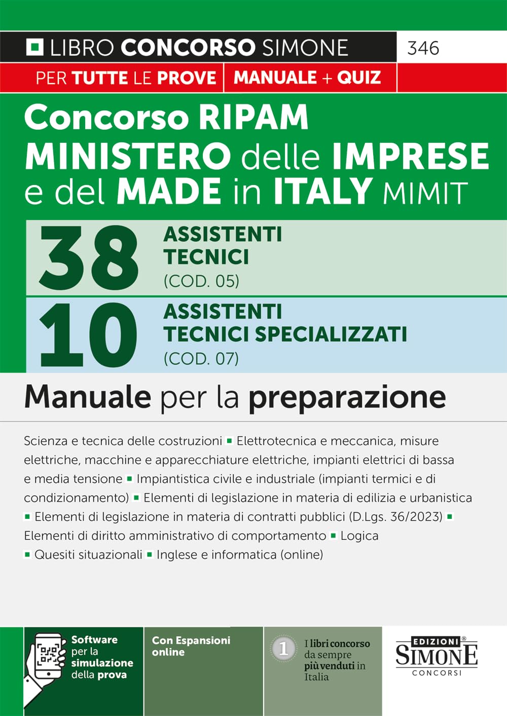Concorso RIPAM Ministero delle Imprese e del Made in Italy MIMIT – 38 Assistenti tecnici (COD. 05) – 10 Assistenti tecnici specializzati (COD. 07) – Manuale per la preparazione book