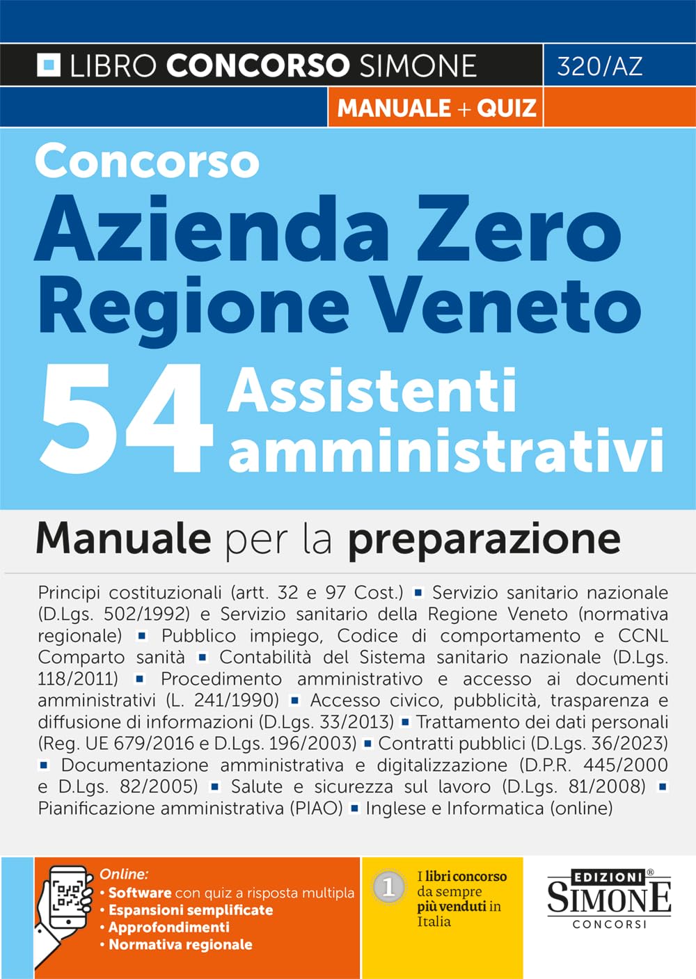 Concorso Azienda Zero Regione Veneto - 54 Assistenti amministrativi - Manuale per la preparazione book