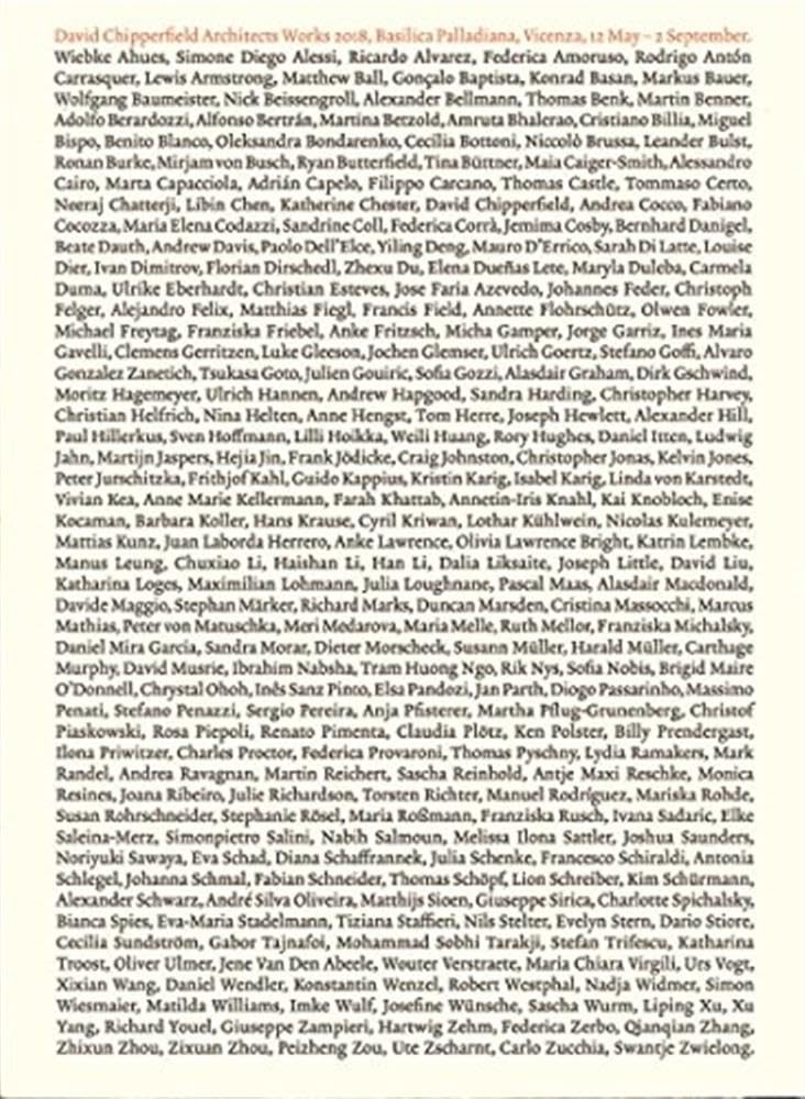 David Chipperfield Architects Works 2018. Catalogo della mostra (Vicenza, 12 maggio-2 settembre 2018). Ediz. italiana e inglese Architecture