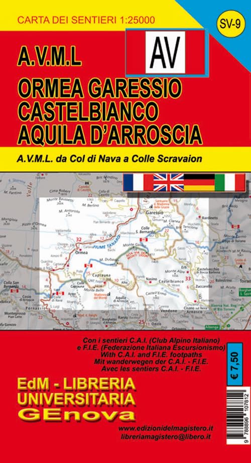 Alta Via dei Monti Liguri. Carta dei sentieri. Ormea, Garessio, Castelbianco, Aquila d'Arroscia Leisure, Home & Garden
