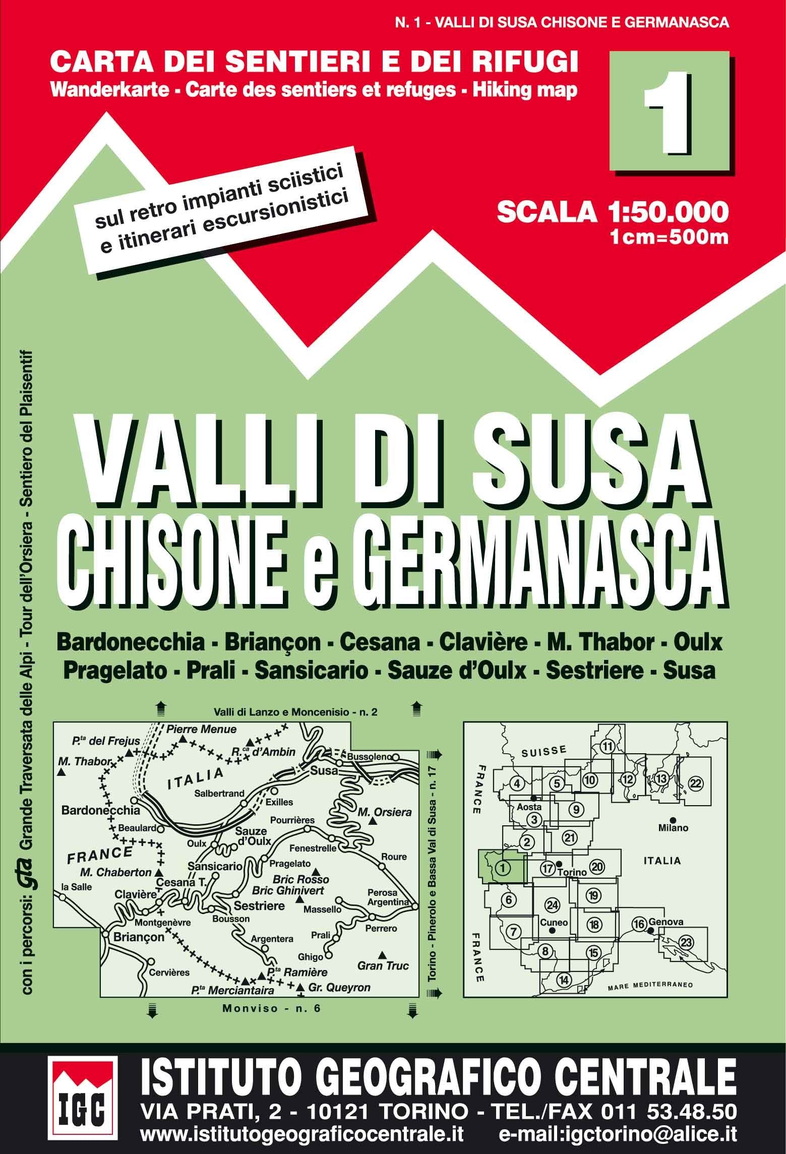 IGC Wanderkarte Valli di Susa, Chisone e Germanasca: Bardonecchia, Briancon, Cesana, Clavière, M. Thabor, Oulx, Pragelato, Prali, Sansicario, Sauze d' ... Via Alpina. Mit QR-Code (Carta. Valli) Leisure, Home & Garden