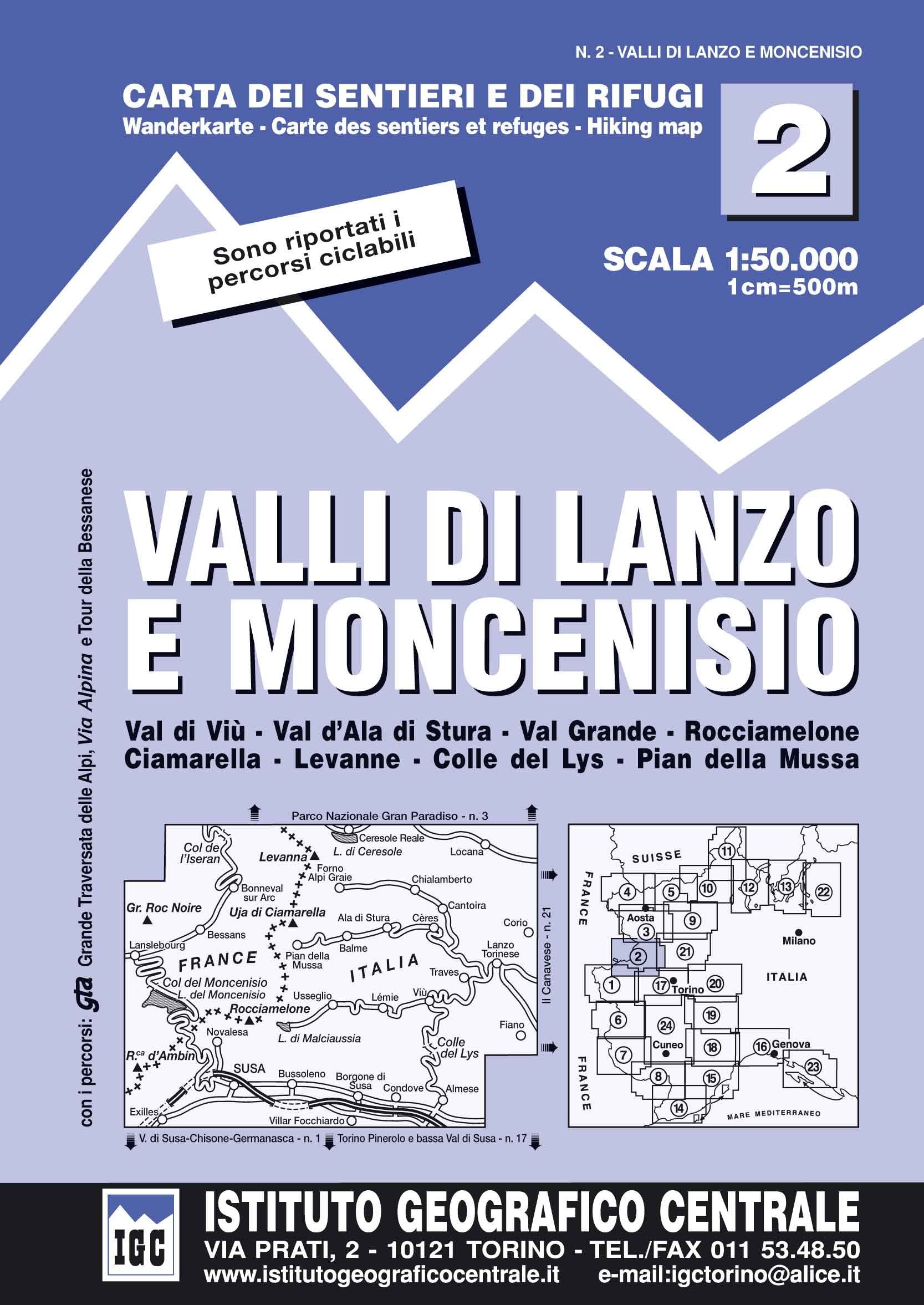 Carta n. 2 Valli di Lanzo e Moncenisio 1:50.000. Carta dei sentieri e dei rifugi book