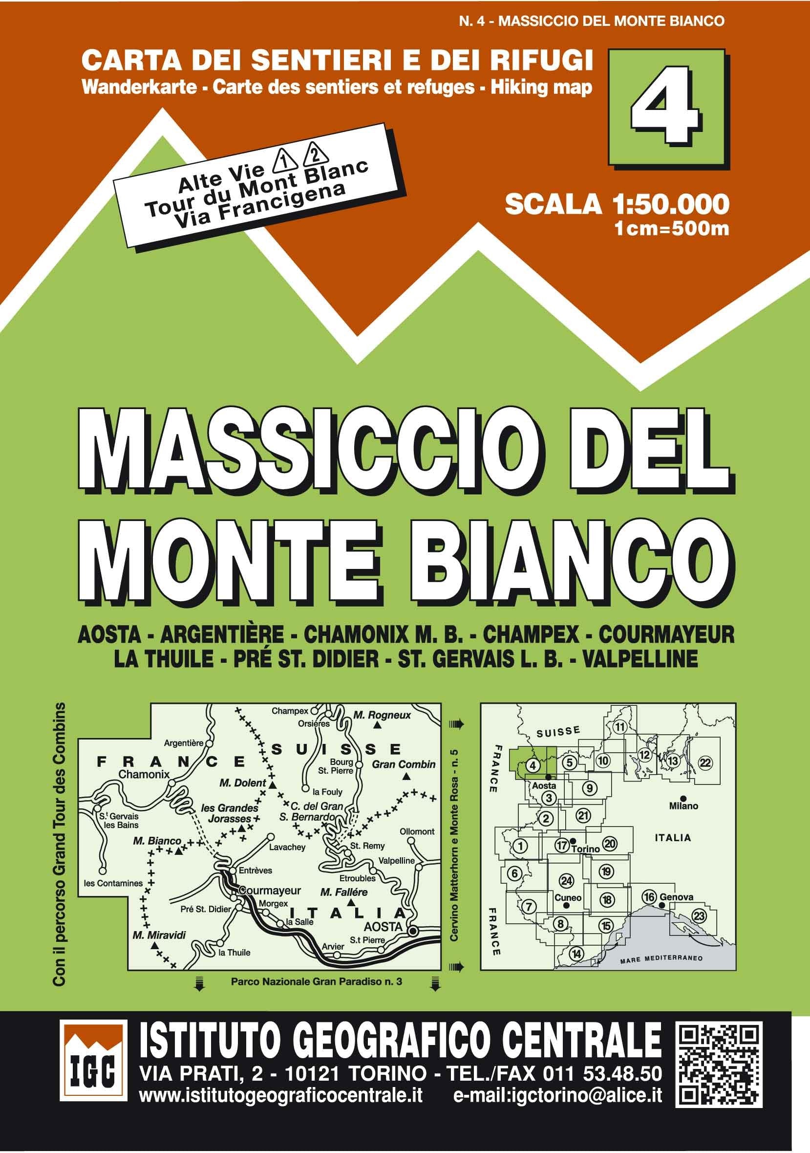 Carta n. 4 Massiccio del monte Bianco 1:50.000. Carta dei sentieri e dei rifugi book