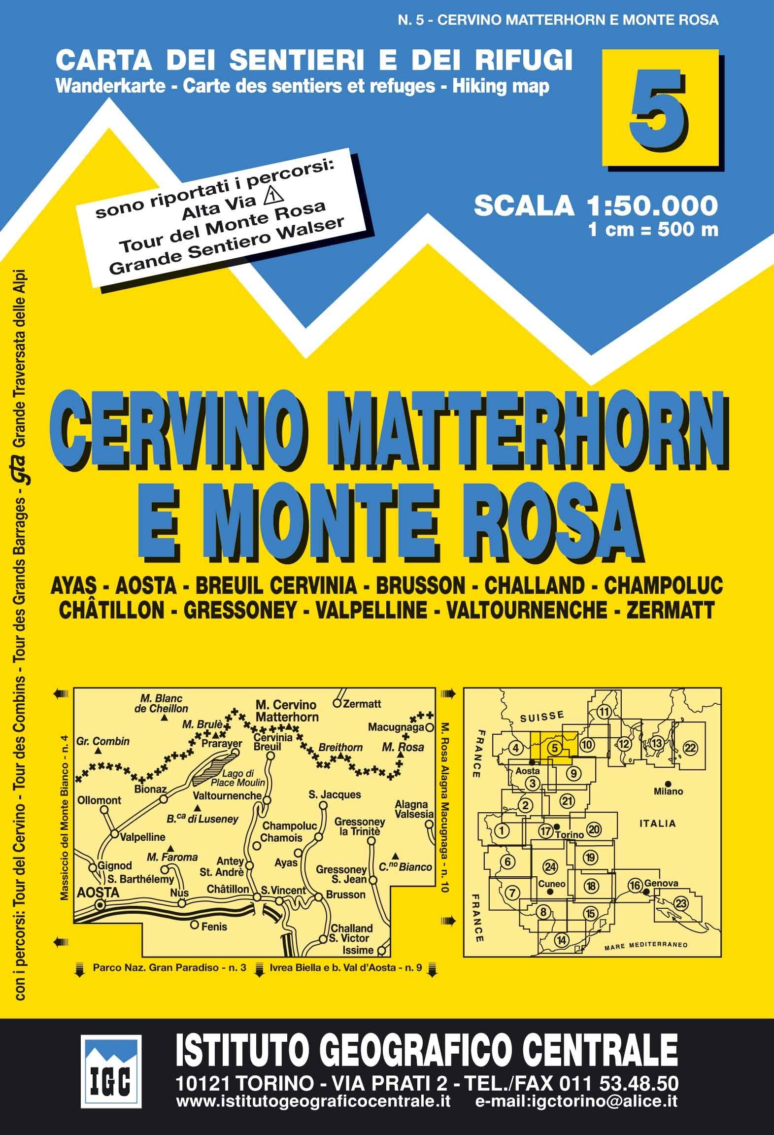 IGC Italien 1 : 50 000 Wanderkarte 5 Vervino Matterhorn e Monte Rosa book