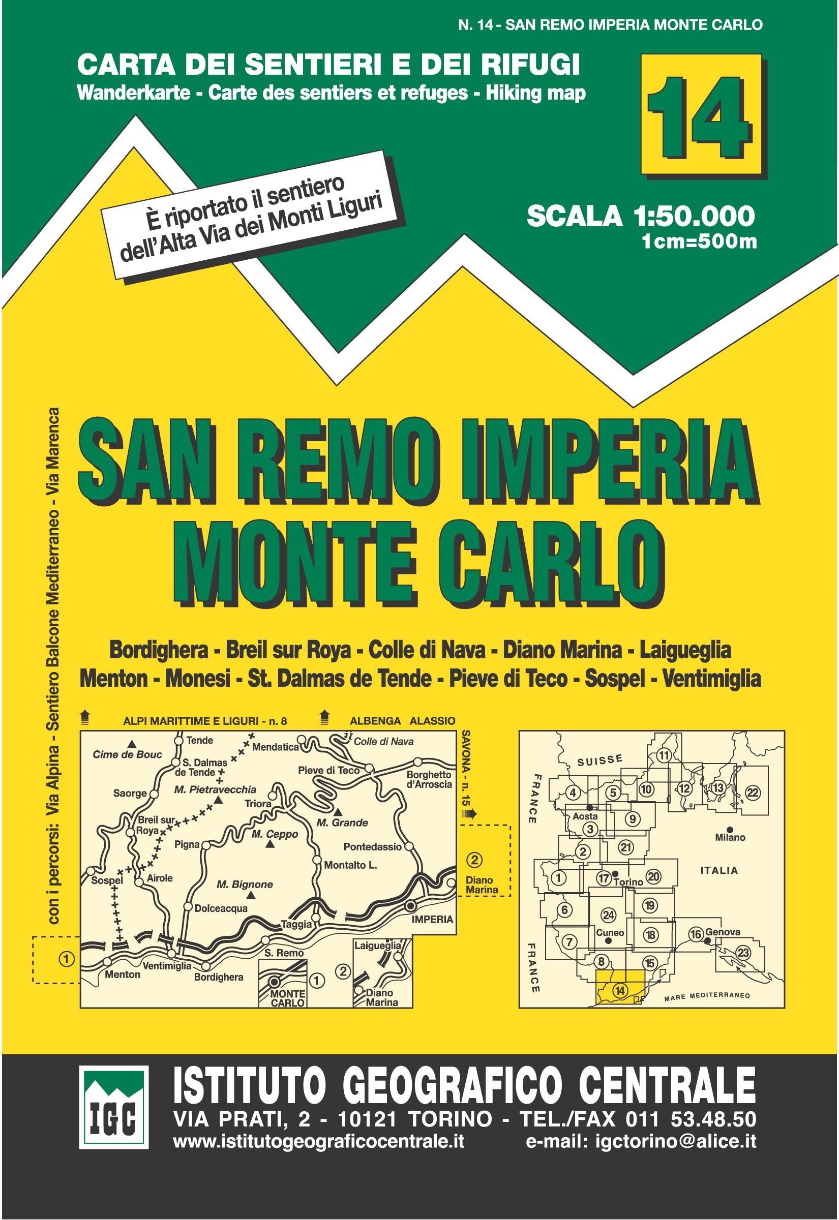 IGC Italien 1 : 50 000 Wanderkarte 14 San Remo, Imperia, Monte Carlo book