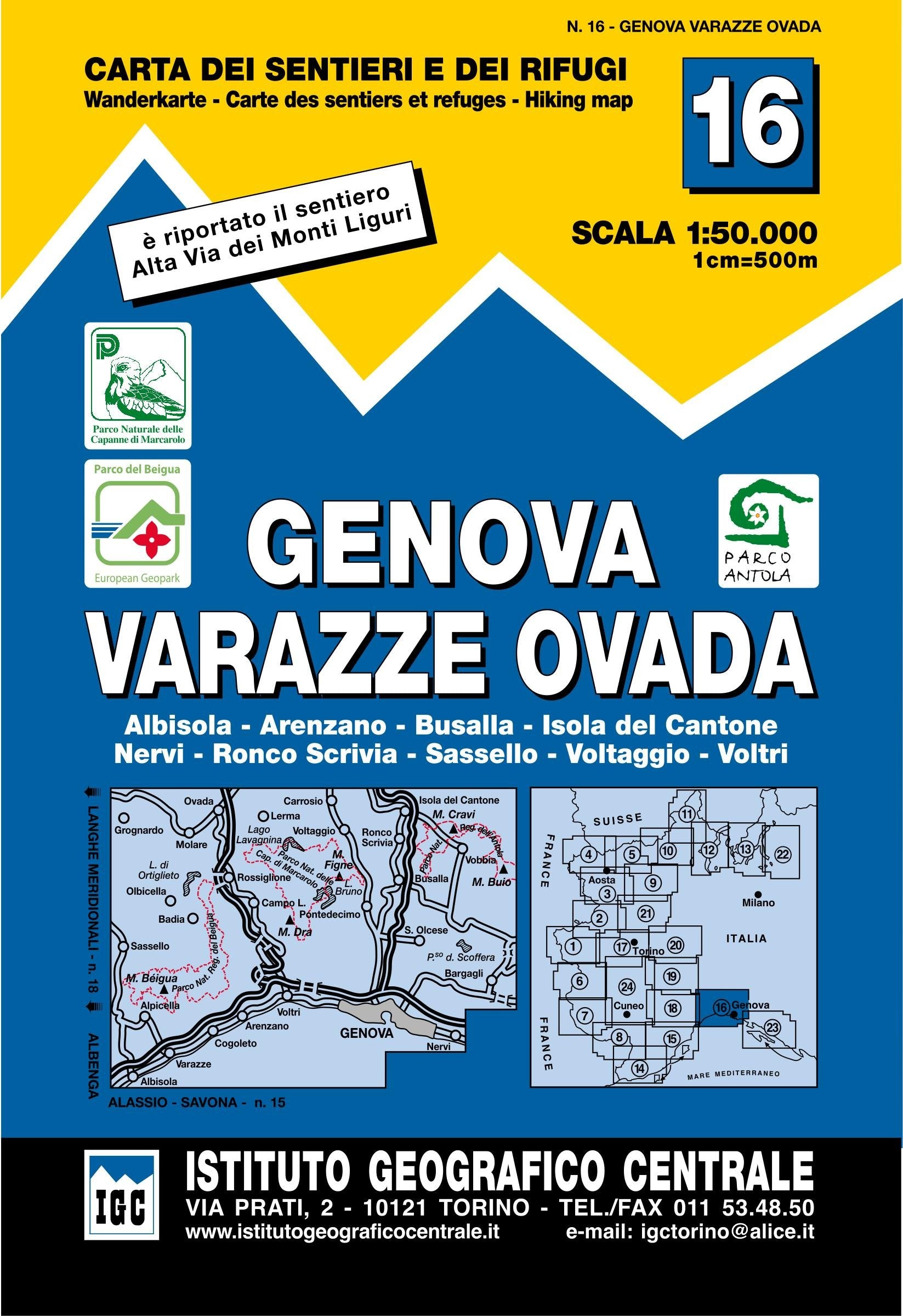 Carta n. 16 Genova, Varazze, Ovada 1:50.000. Carta dei sentieri e dei rifugi book