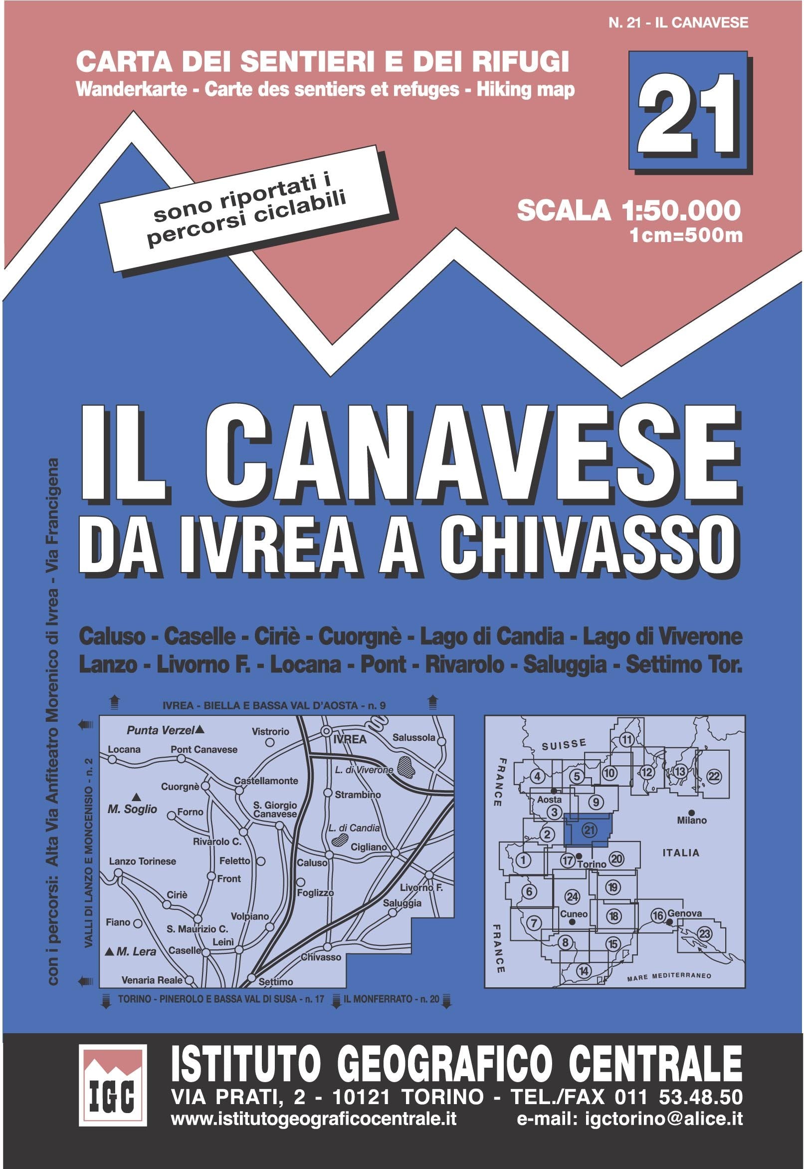 Carta n. 21 Il Canavese 1:50.000. Carta dei sentieri e dei rifugi book