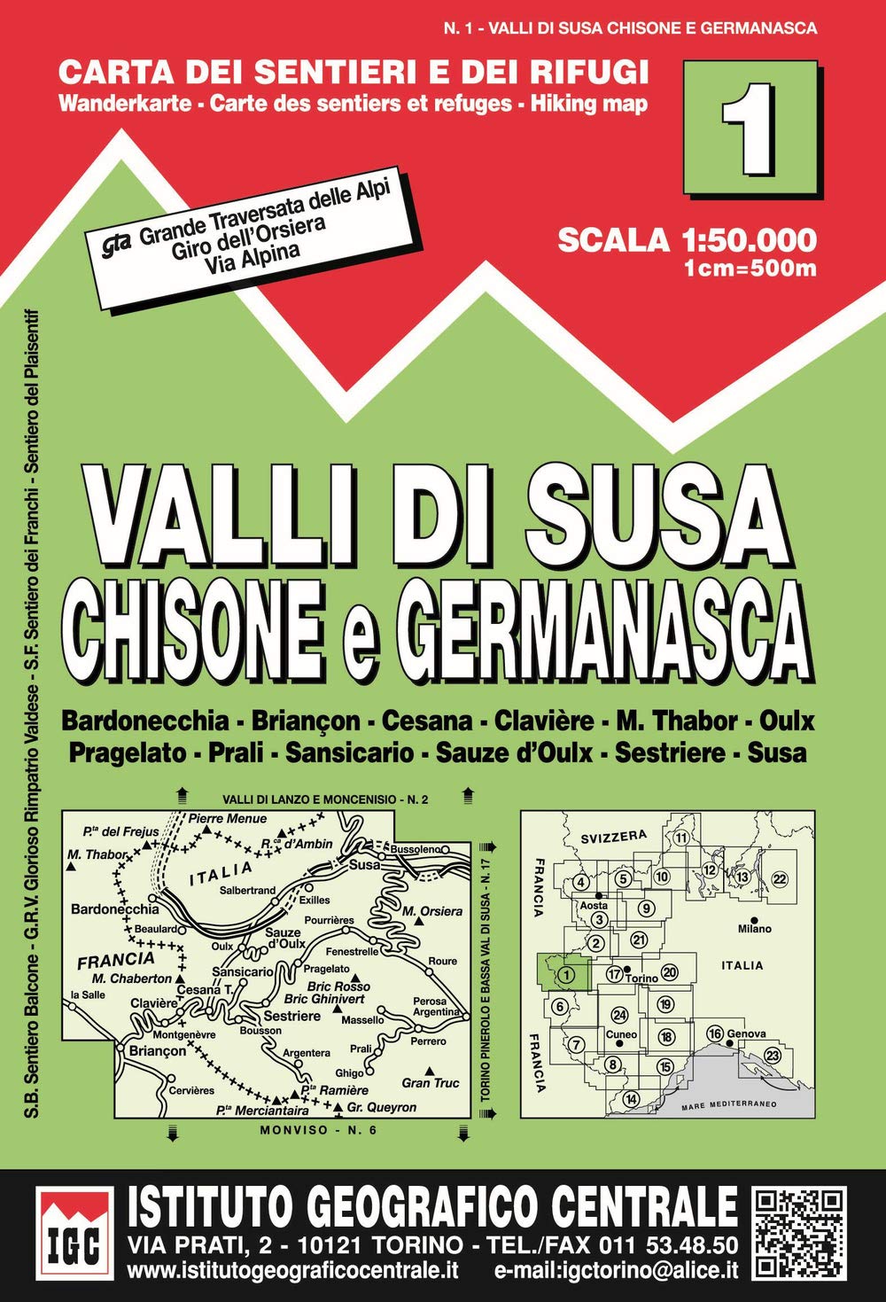 IGC Italien 1 : 50 000 Wanderkarte 01 Valli di Susa, Chisone e Germanasca Leisure, Home & Garden