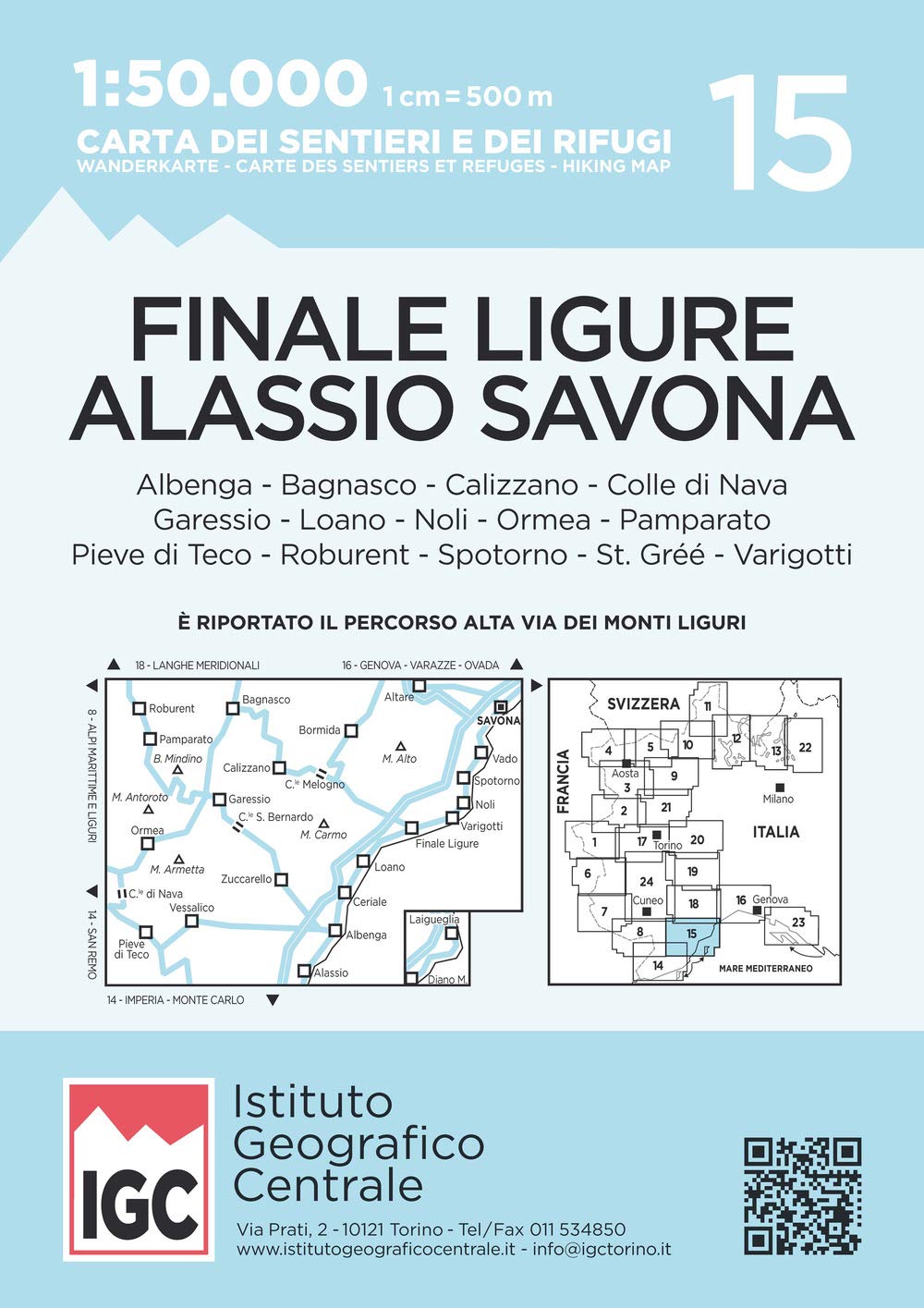 IGC Italien 1 : 50 000 Wanderkarte Finale Ligure Alassio Savona: Albenga - Bagnasco - Calizzano - Colle di Nava - Garessio - Loano - Noli - Ormea - ... et refuges; Hiking map (Carta. Valli) Leisure, Home & Garden