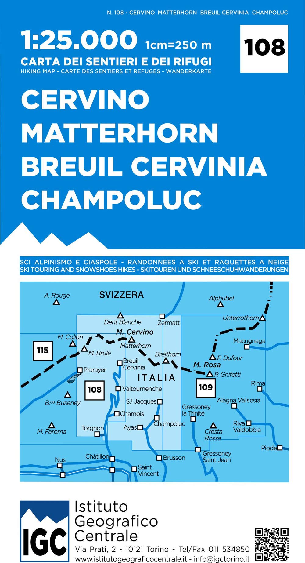 WK 108 Cervino Matterhorn 1:25 000: IGC Wanderkarte (Carta. Monti) Leisure, Home & Garden
