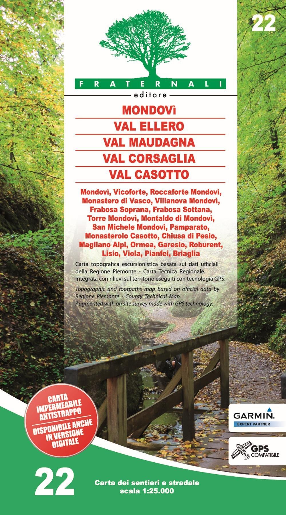 Mondovì - Valle Ellero - Val Maudagna - Val Corsaglia - Val Casotto (wandelkaart, Band 22) Leisure, Home & Garden